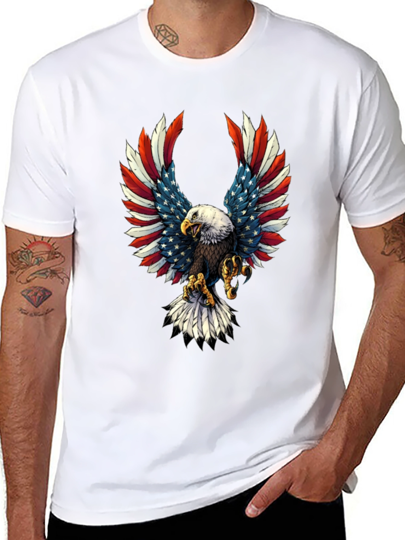 Patriotic Eagle USA Flag Graphic T-Shirt