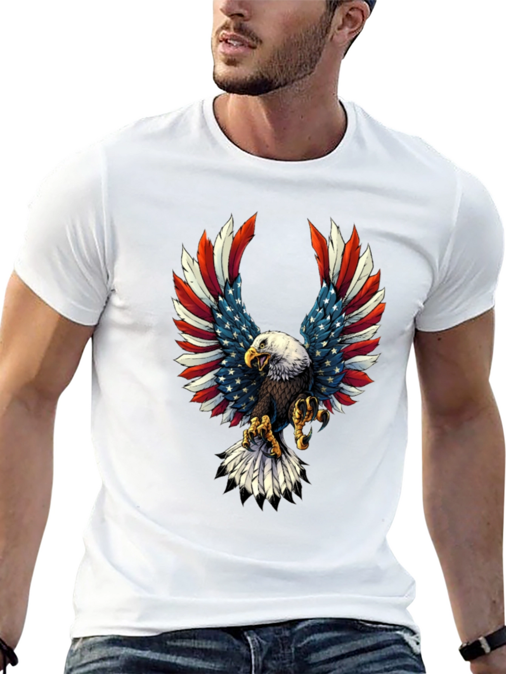 Patriotic Eagle USA Flag Graphic T-Shirt