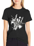 Rock On Drummer T-Shirt: Skeleton Hand Drumsticks