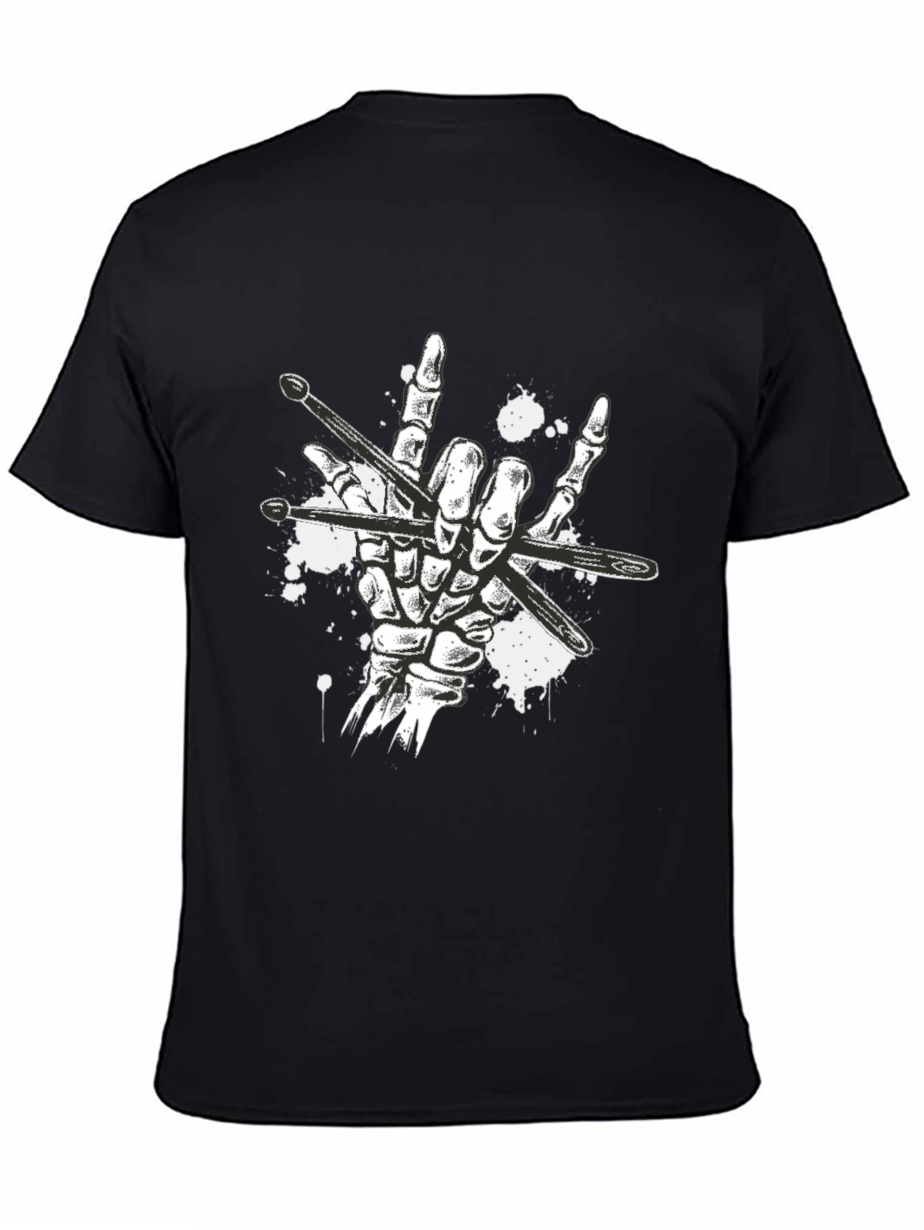 Rock On Drummer T-Shirt: Skeleton Hand Drumsticks