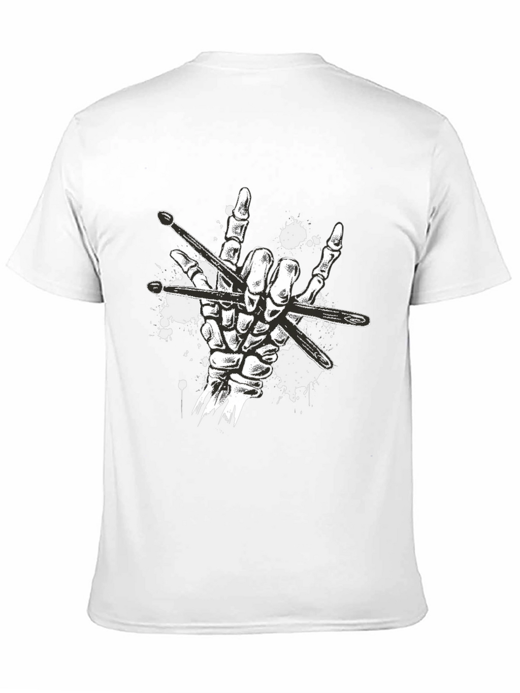 Rock On Drummer T-Shirt: Skeleton Hand Drumsticks