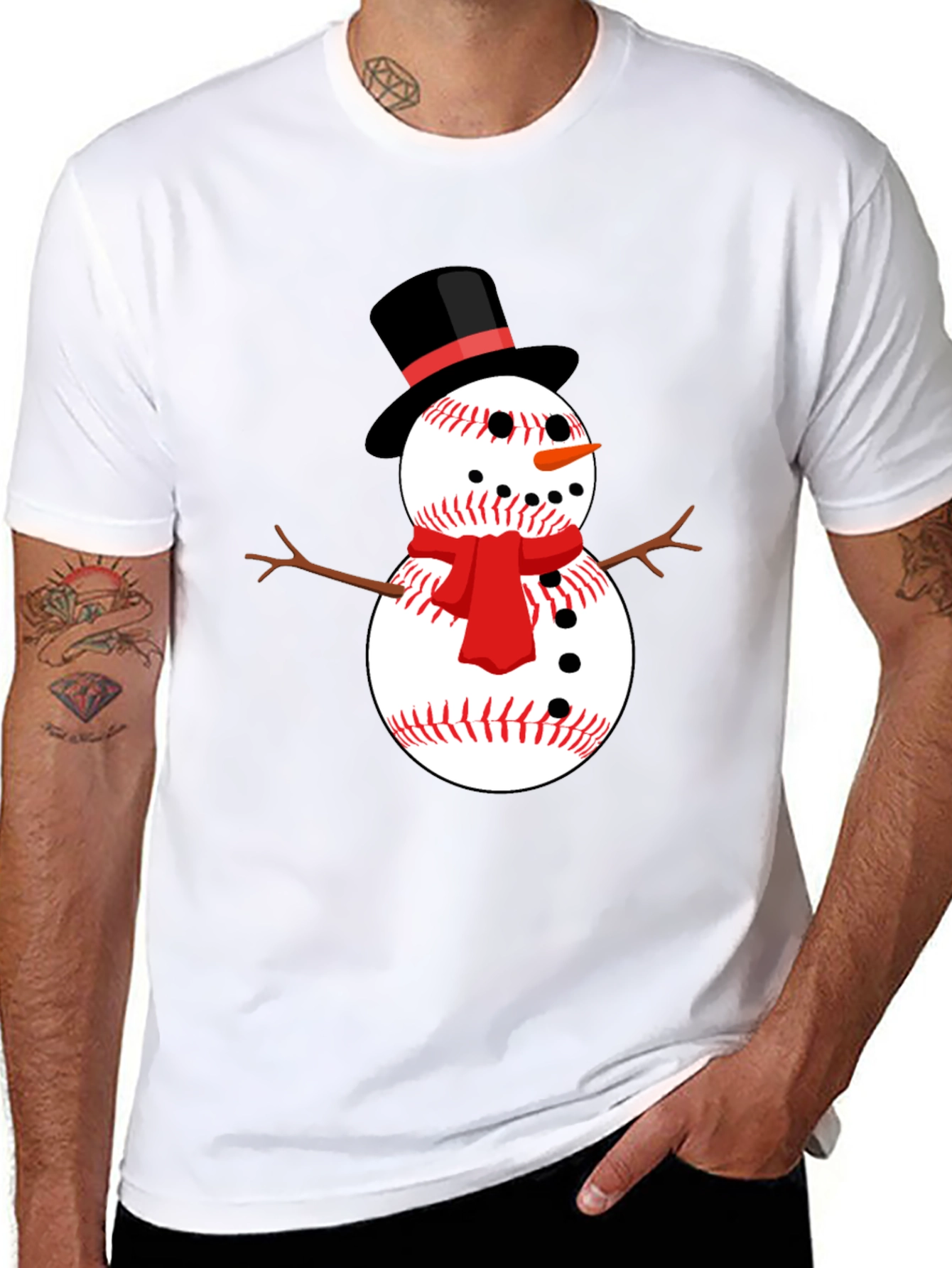 Baseball Snowman Graphic Tee