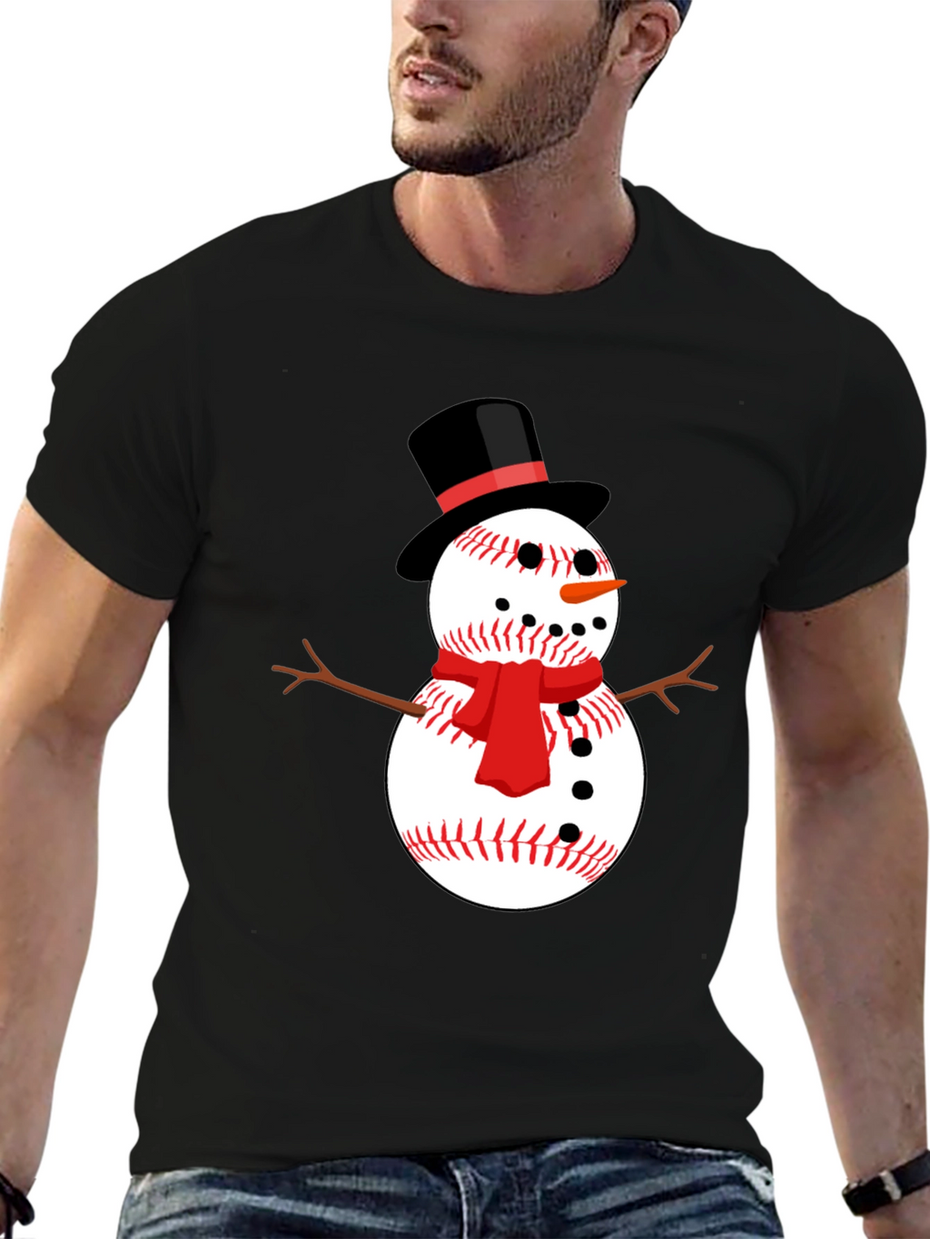 Baseball Snowman Graphic Tee