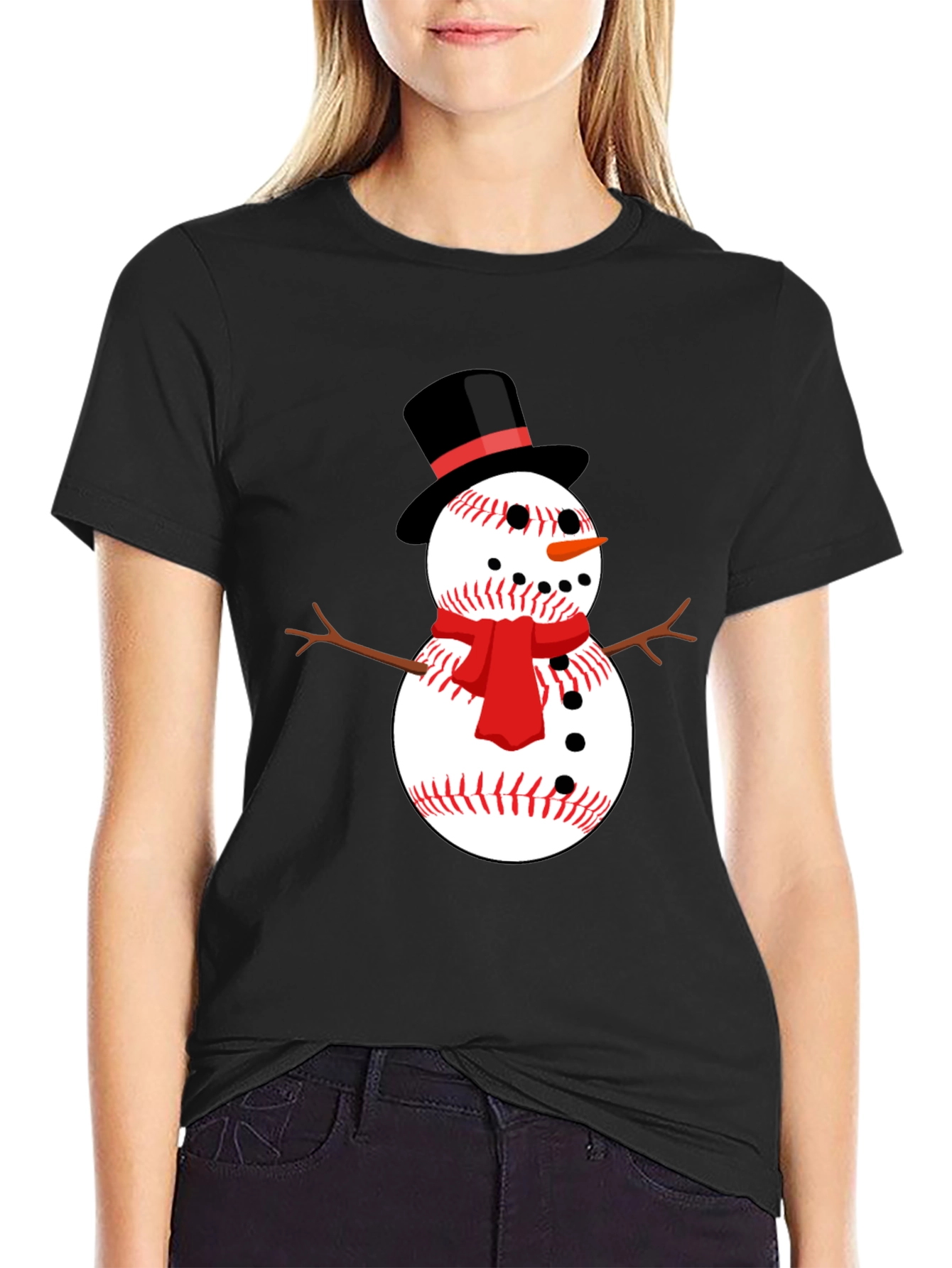 Baseball Snowman Graphic Tee