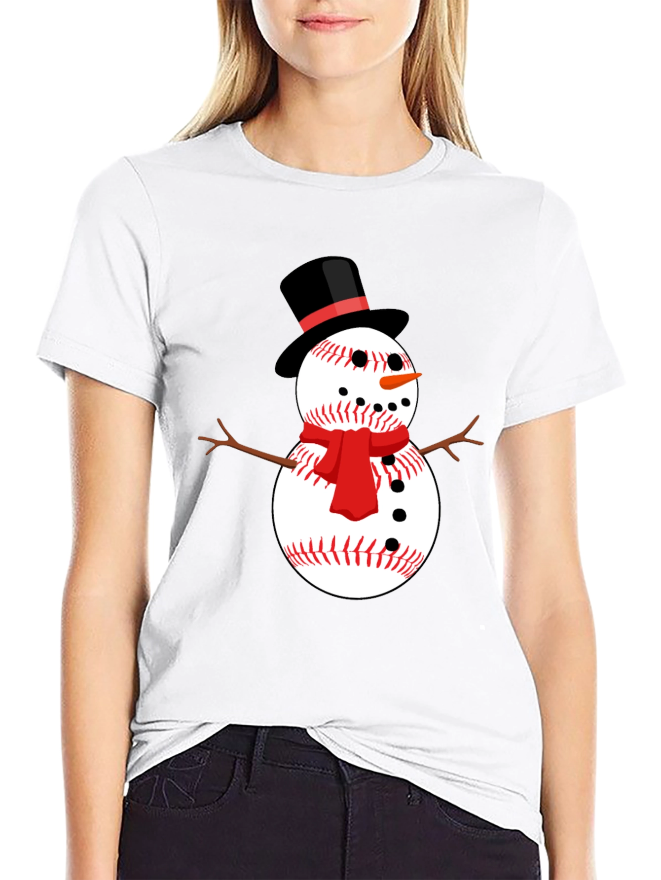 Baseball Snowman Graphic Tee