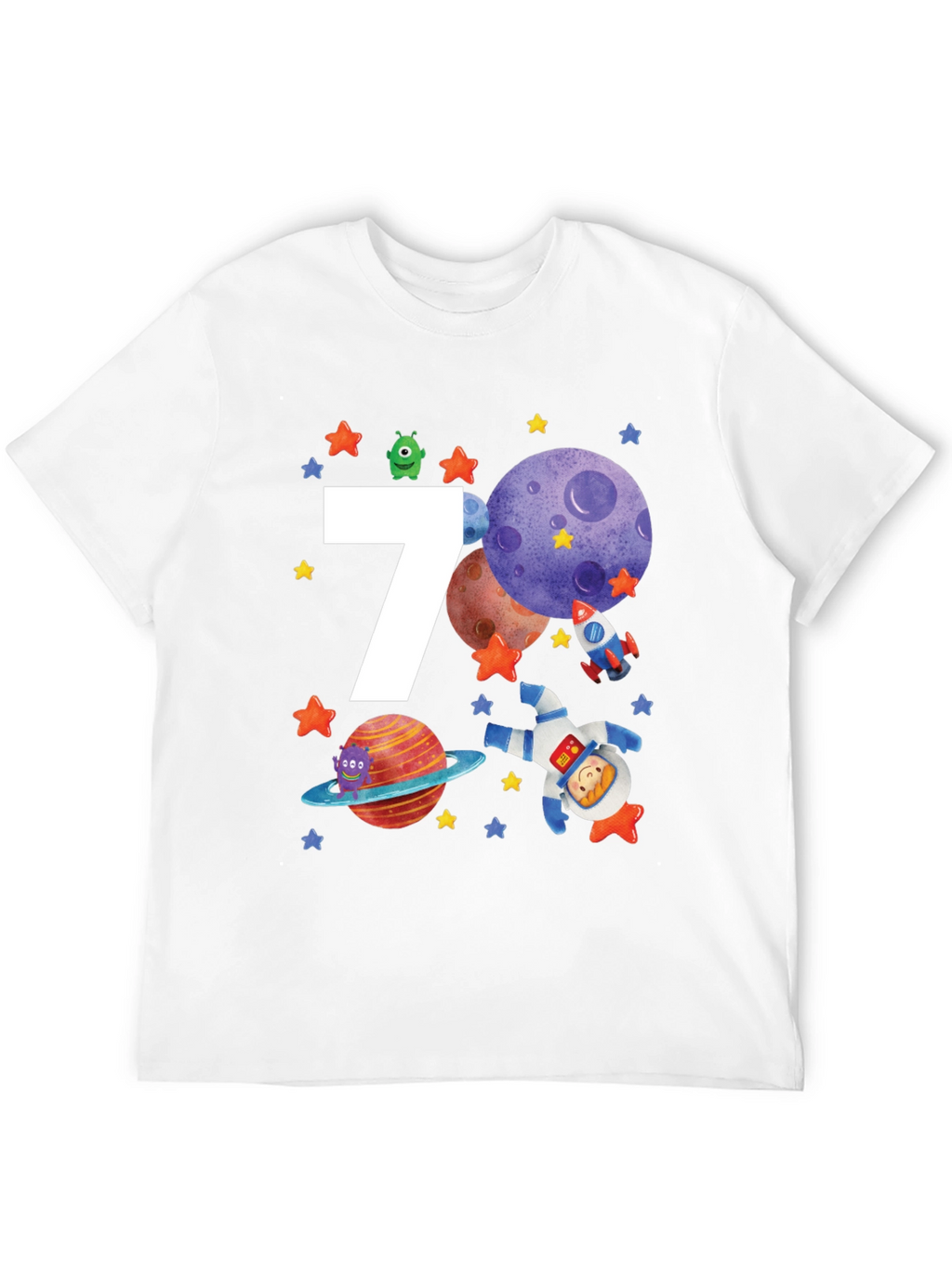 7th Birthday Space Theme T-Shirt