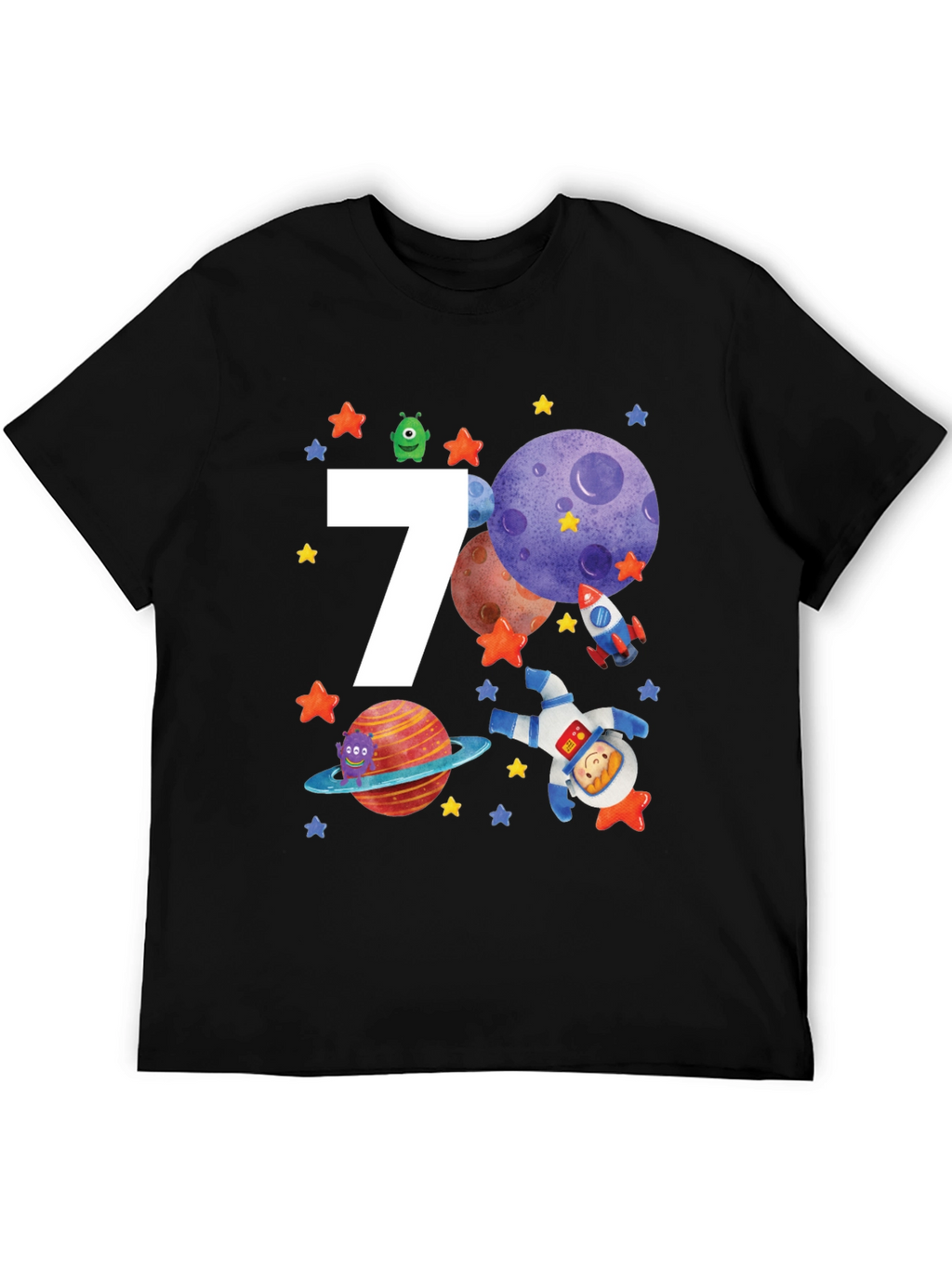 7th Birthday Space Theme T-Shirt