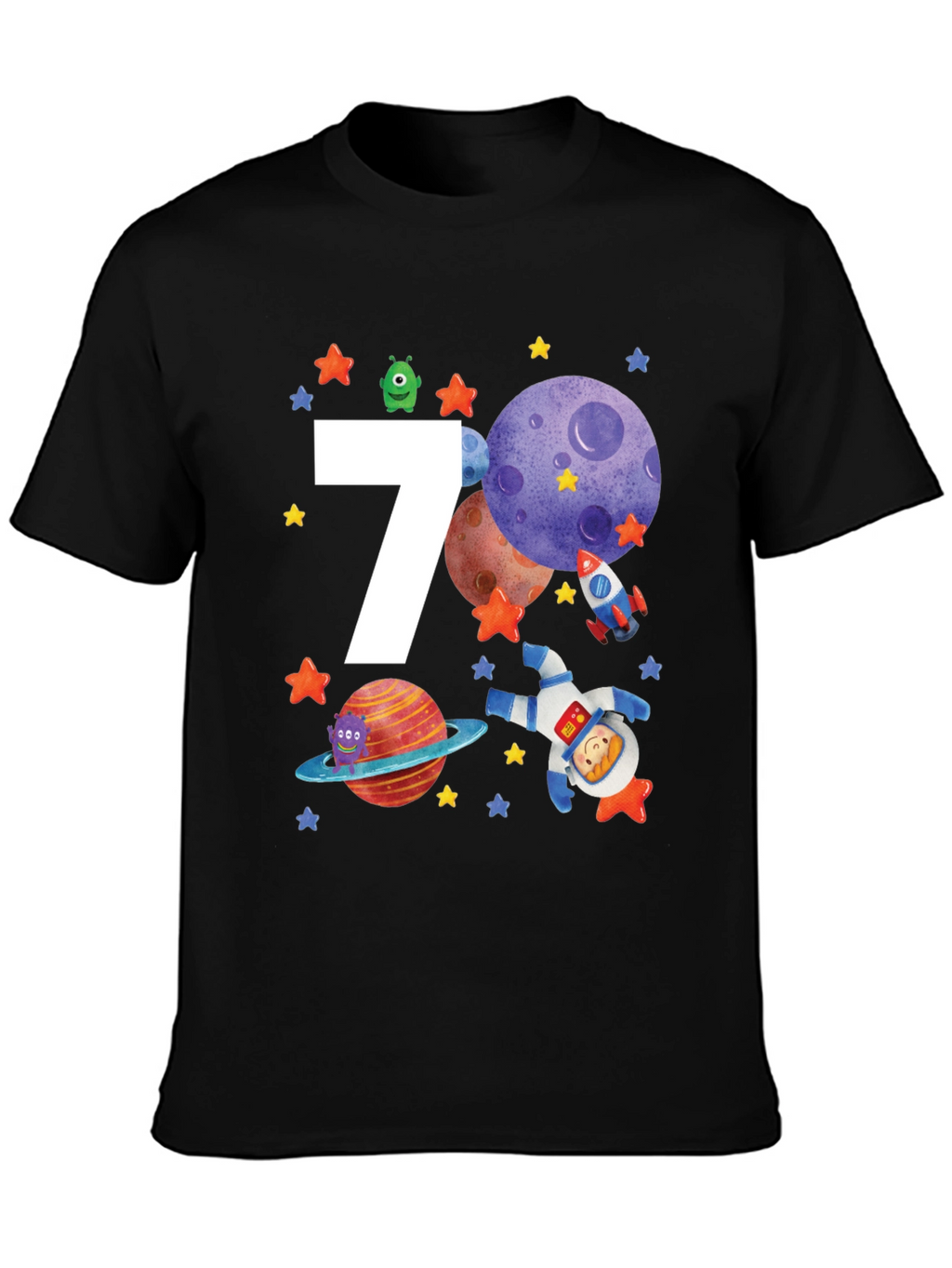 7th Birthday Space Theme T-Shirt