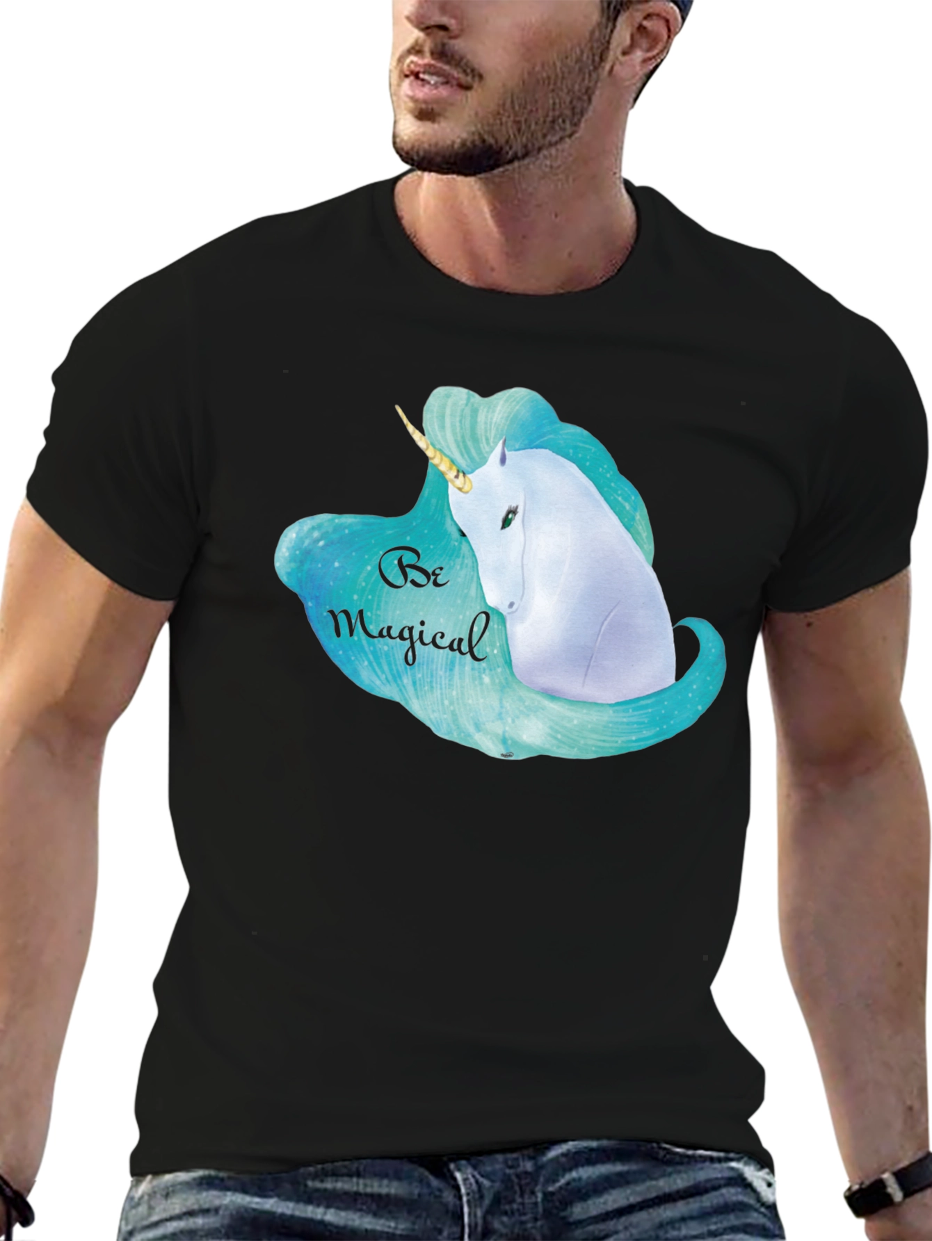Magical Unicorn Graphic Black T-Shirt