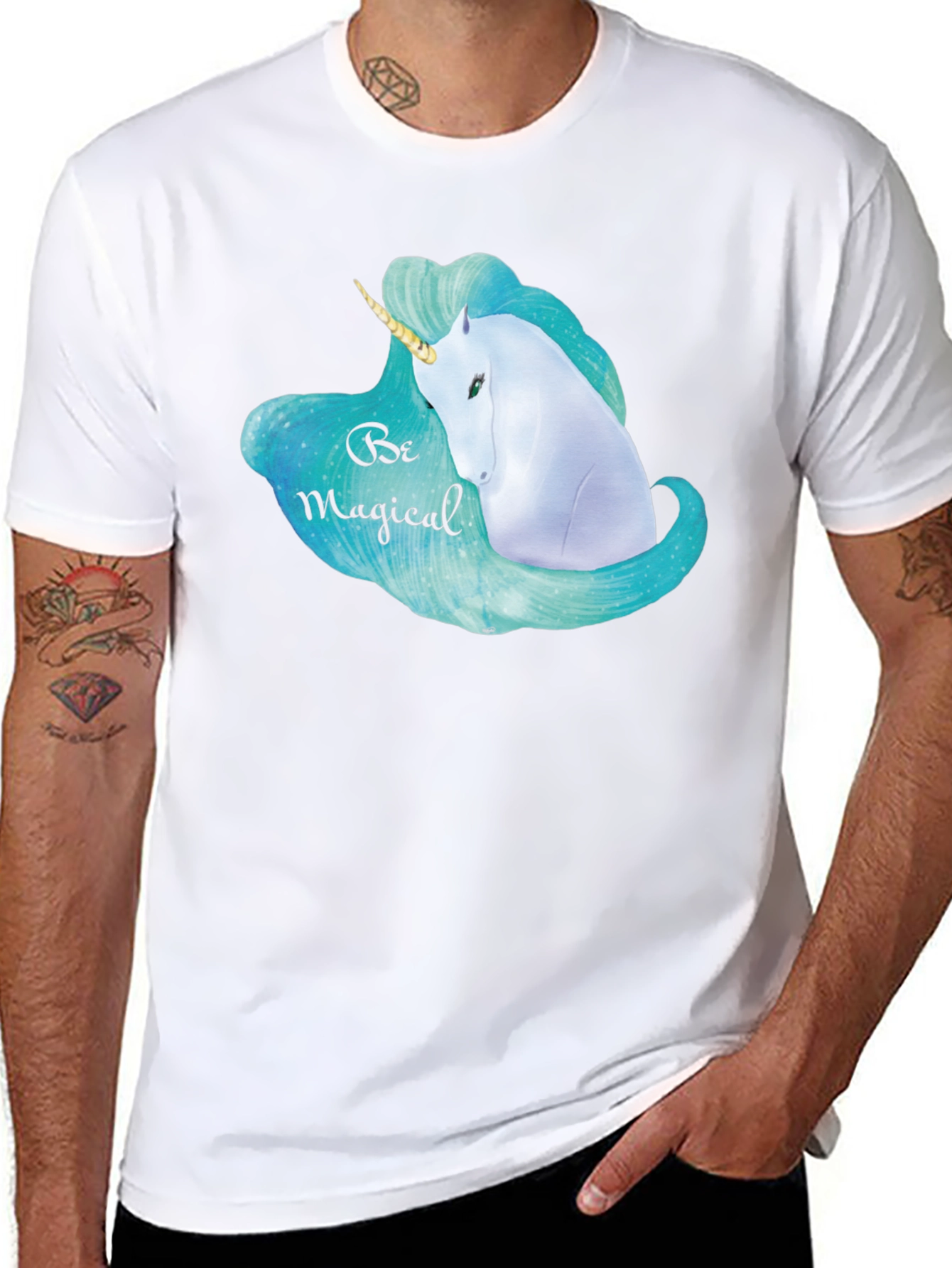 Magical Unicorn Graphic Black T-Shirt