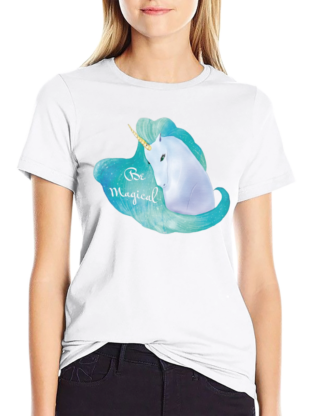 Magical Unicorn Graphic Black T-Shirt