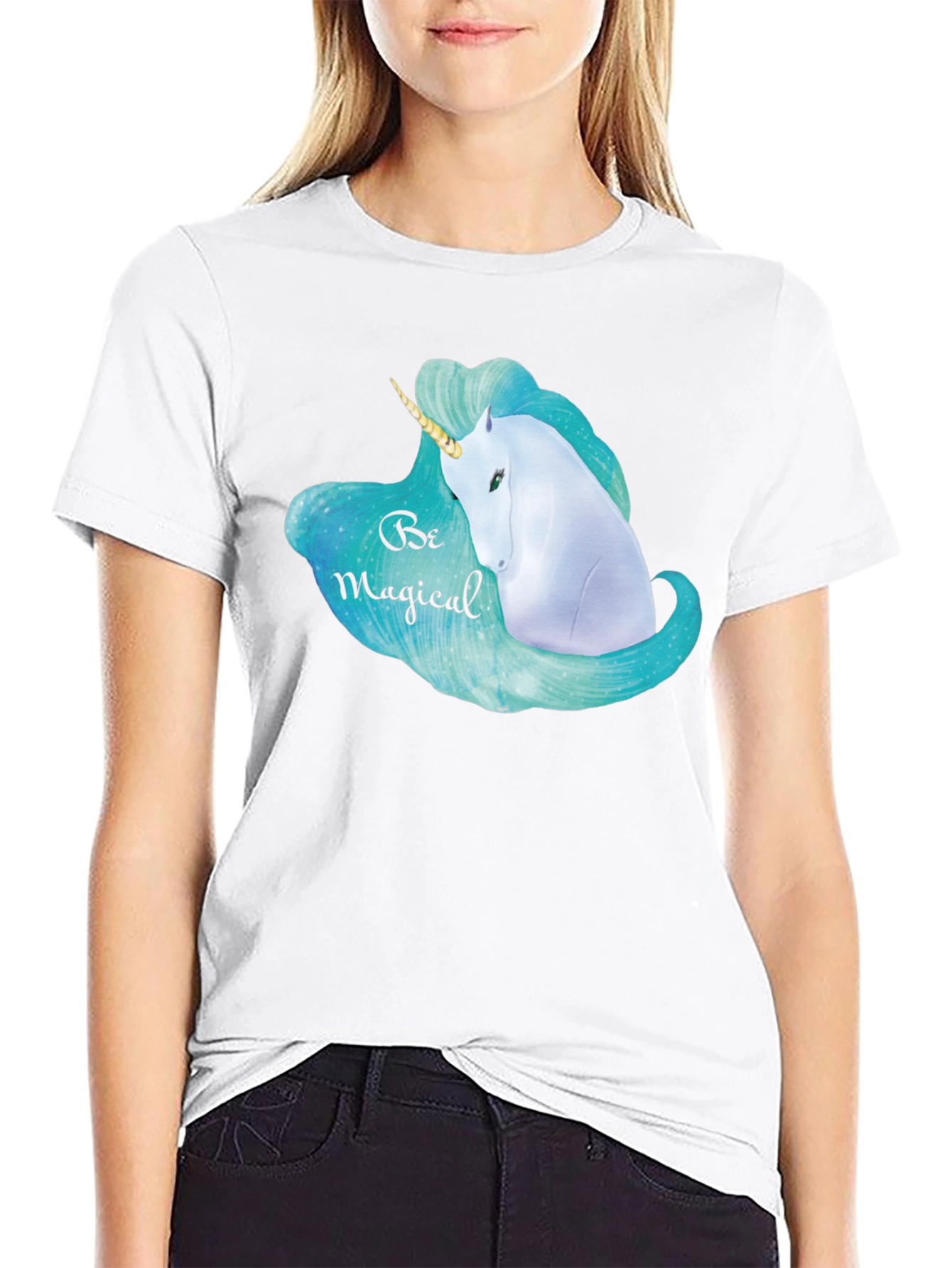 Magical Unicorn Graphic Black T-Shirt
