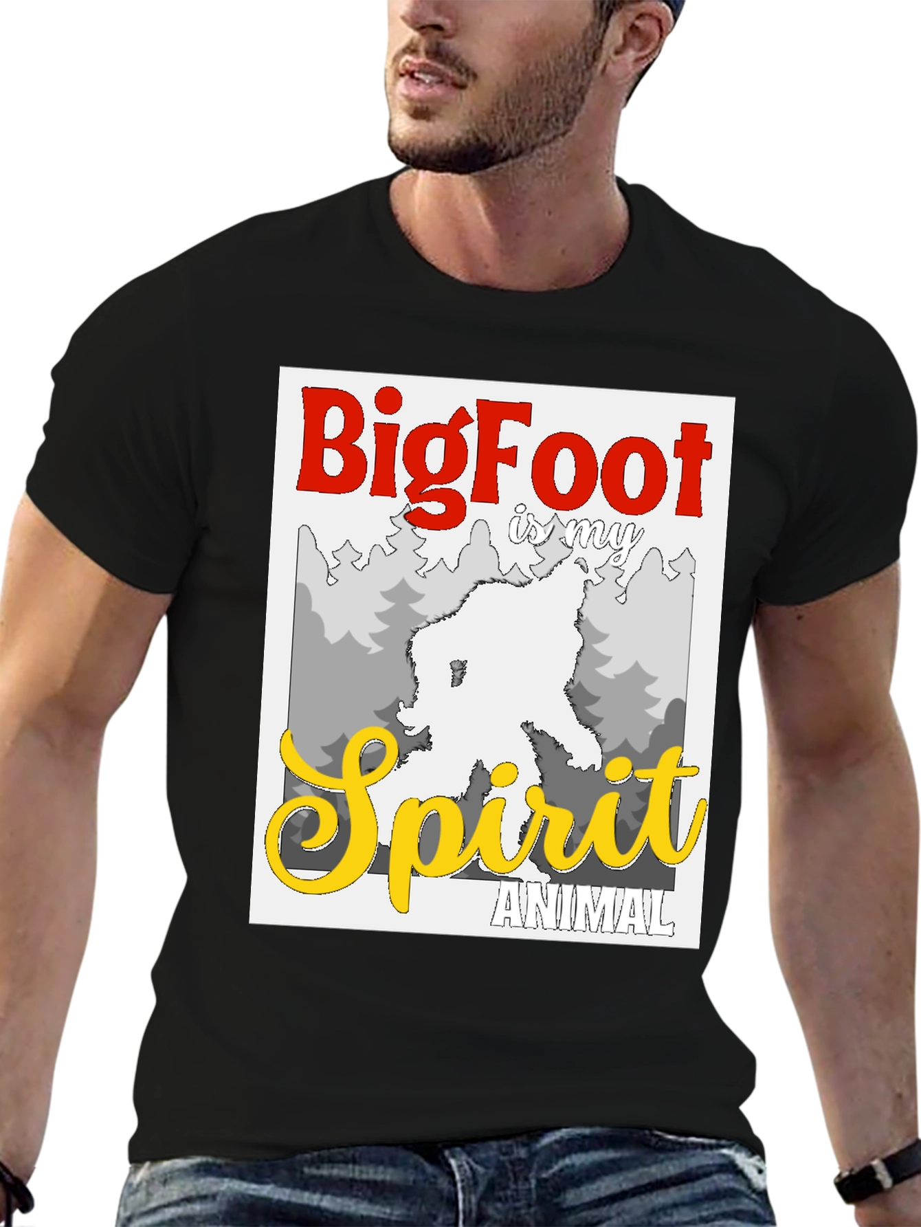 Bigfoot Spirit Animal Graphic Tee - Black