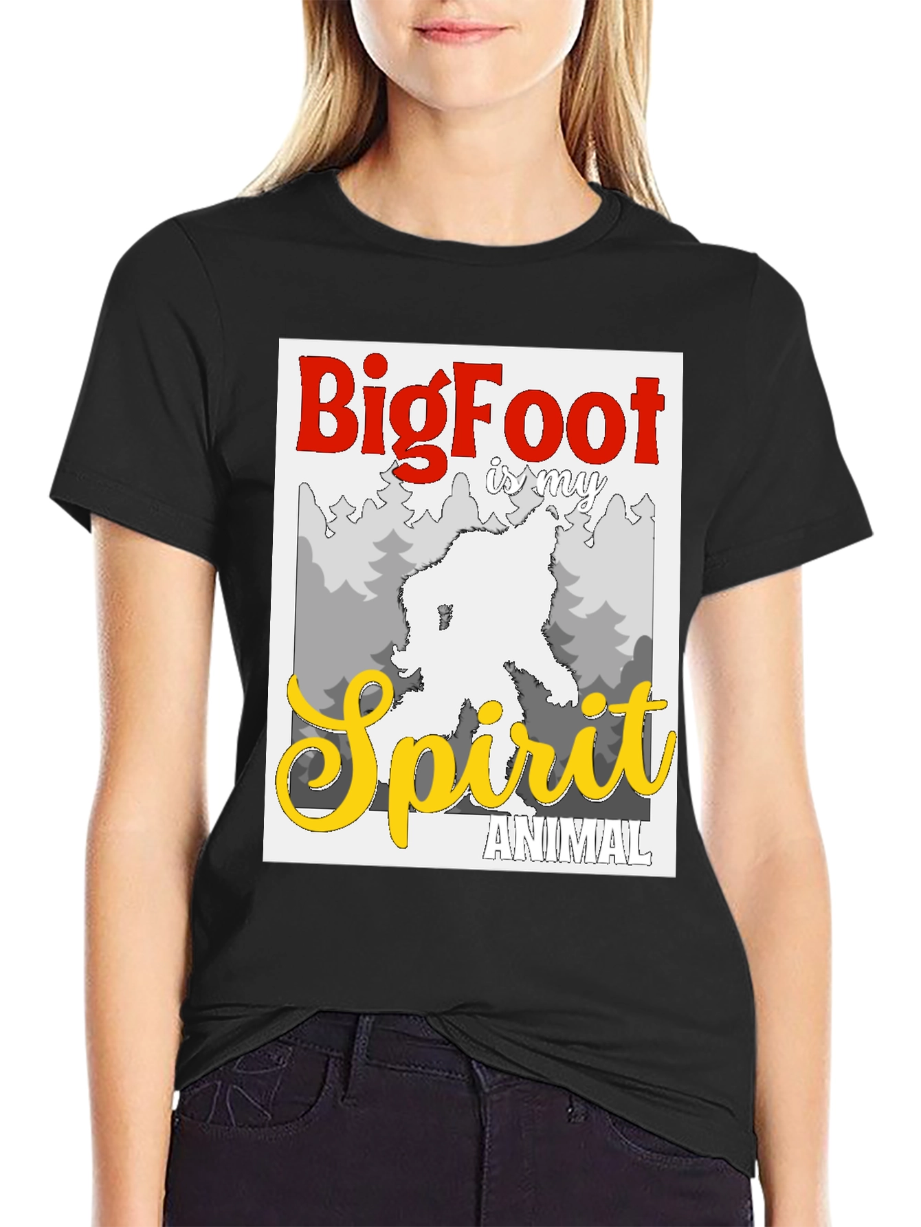 Bigfoot Spirit Animal Graphic Tee - Black