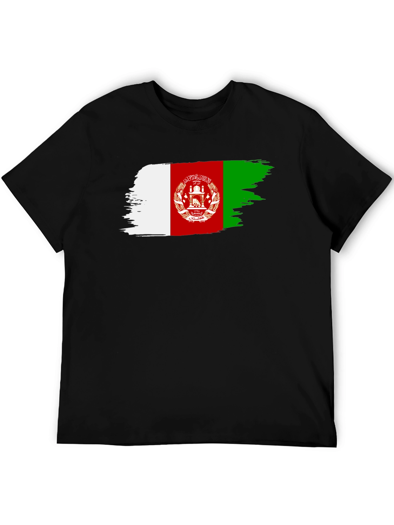 Afghanistan Flag Brush Stroke T-Shirt - Black