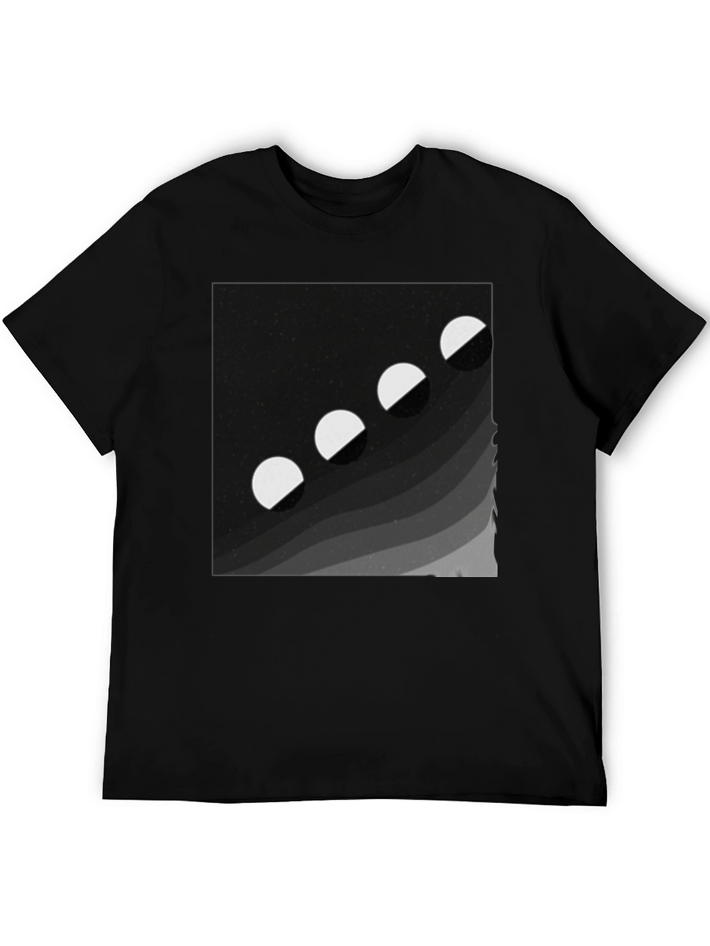Lunar Phase Graphic Tee - Black Cotton Comfort