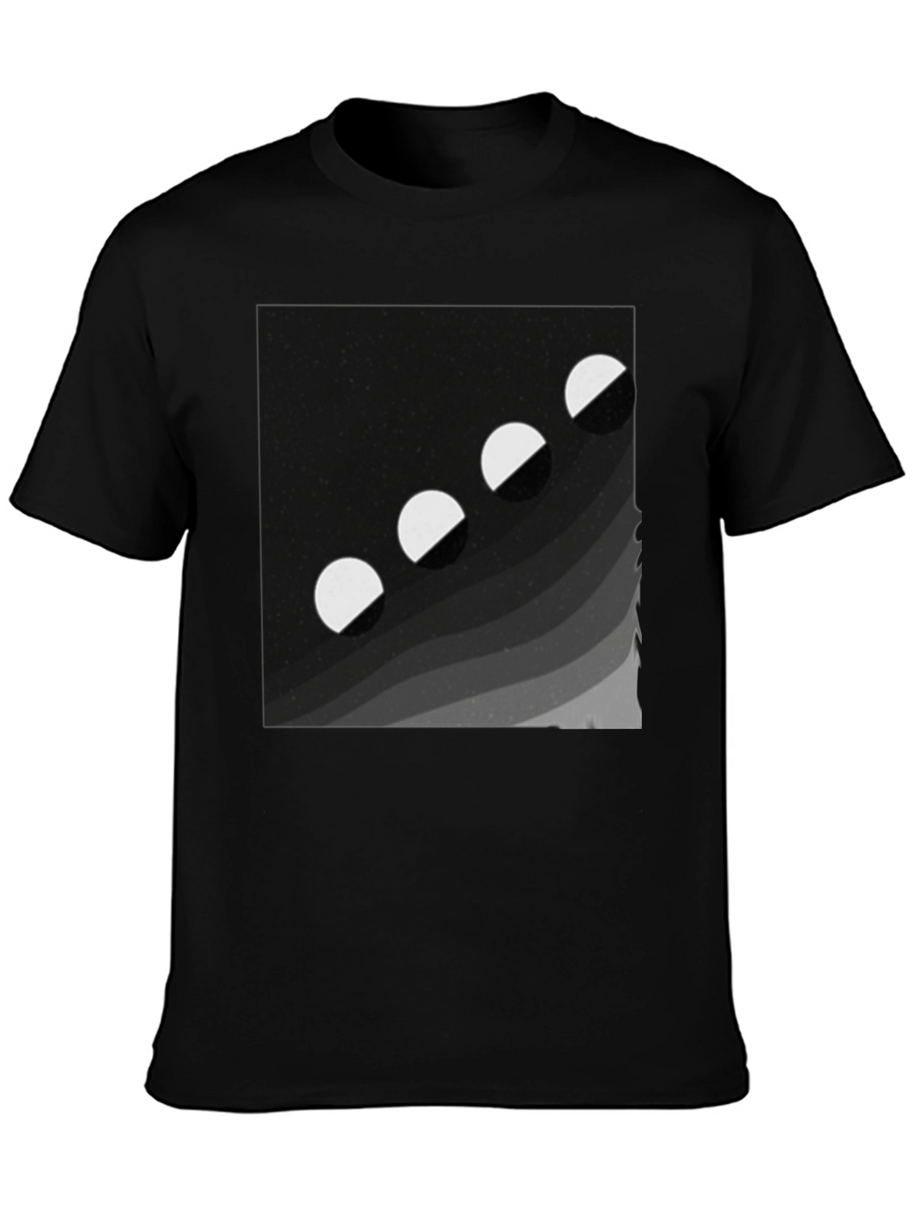 Lunar Phase Graphic Tee - Black Cotton Comfort