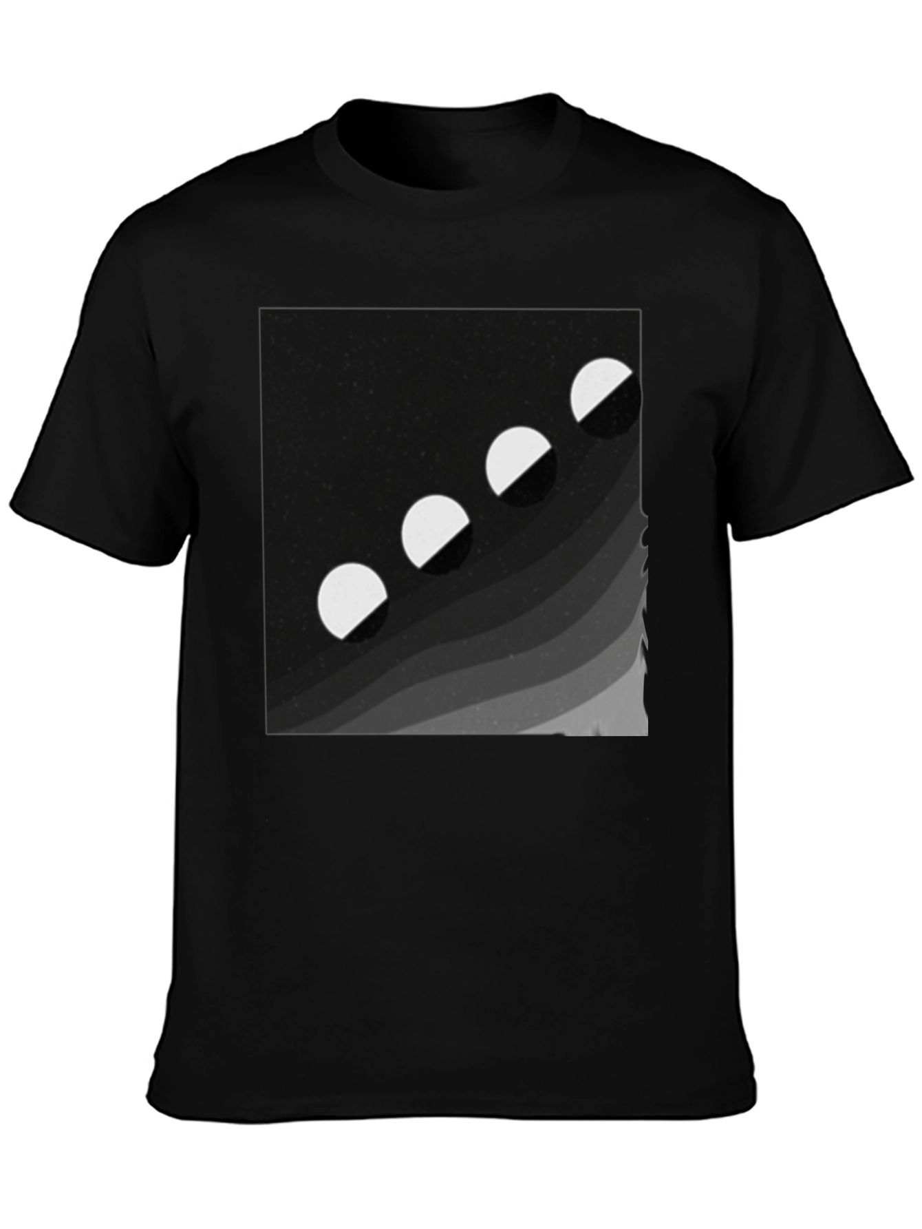 Lunar Phase Graphic Tee - Black Cotton Comfort