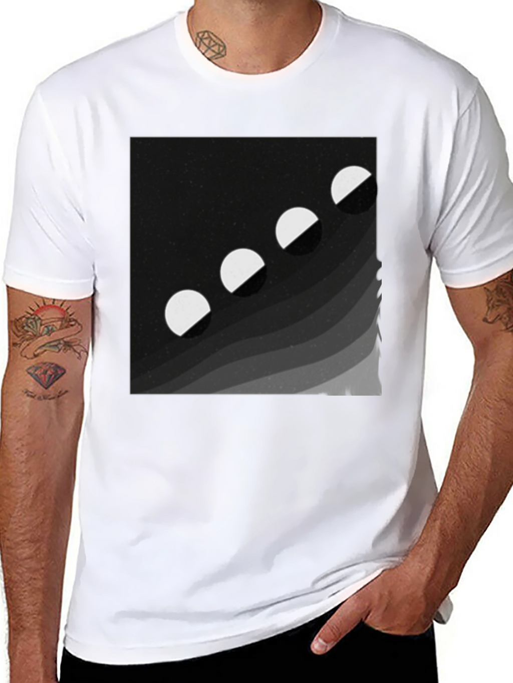 Lunar Phase Graphic Tee - Black Cotton Comfort