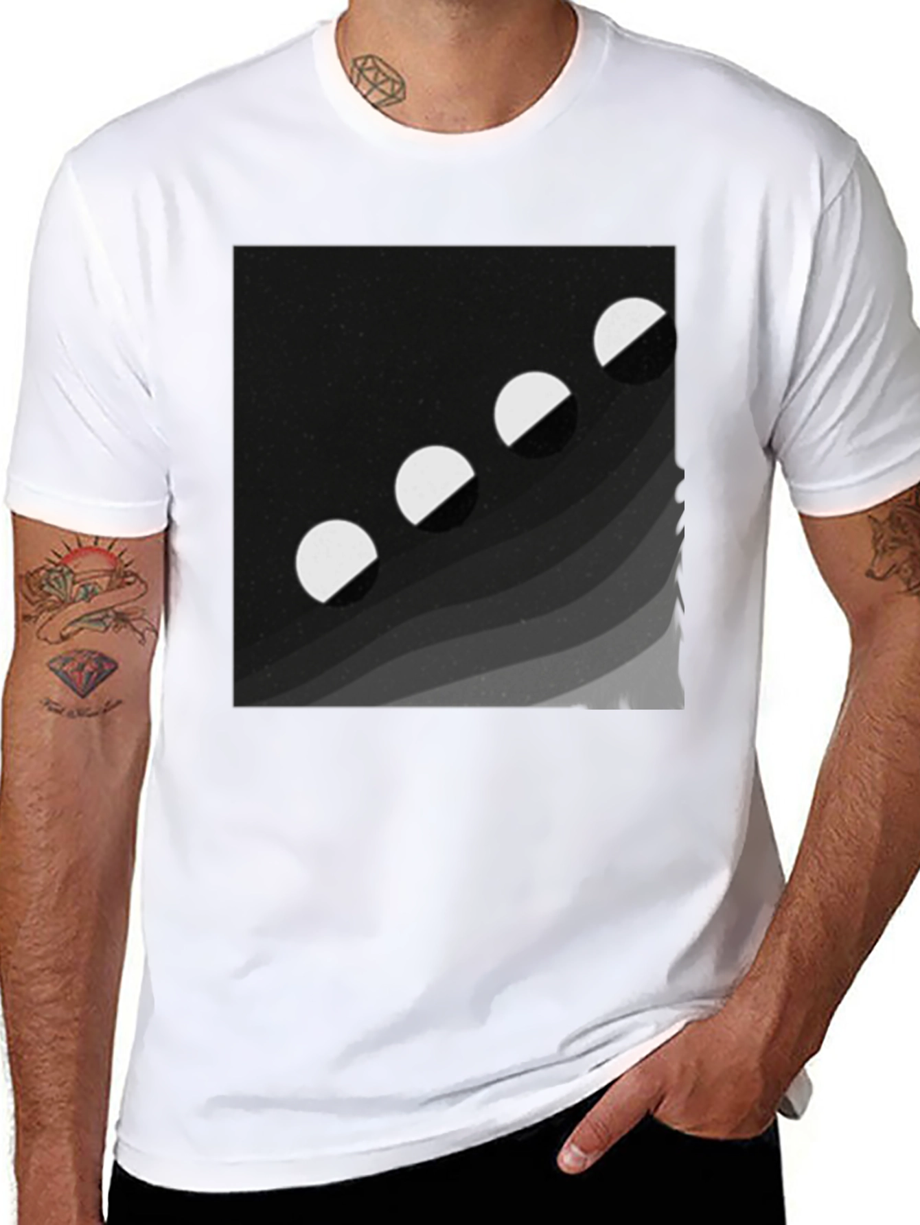 Lunar Phase Graphic Tee - Black Cotton Comfort