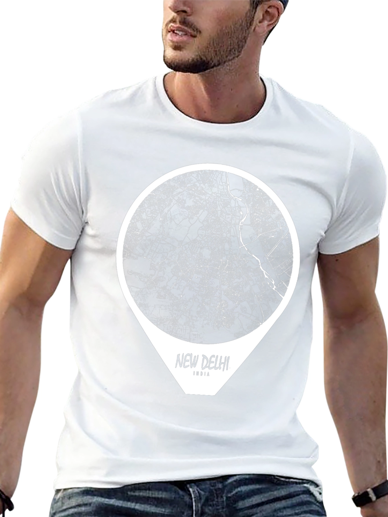 New Delhi India Map T-Shirt - Black