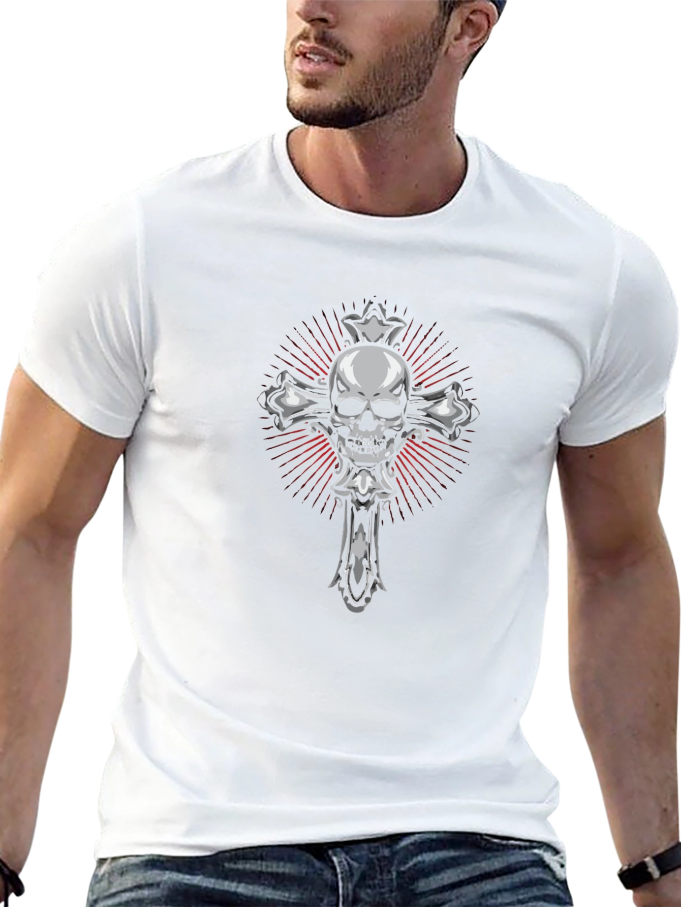 Skull & Cross Graphic T-Shirt - Dark Gothic Tee