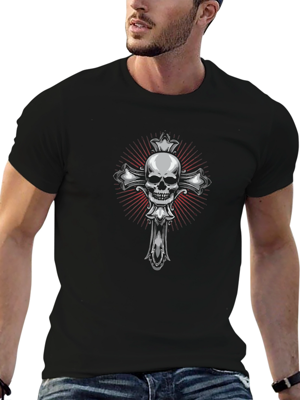Skull & Cross Graphic T-Shirt - Dark Gothic Tee