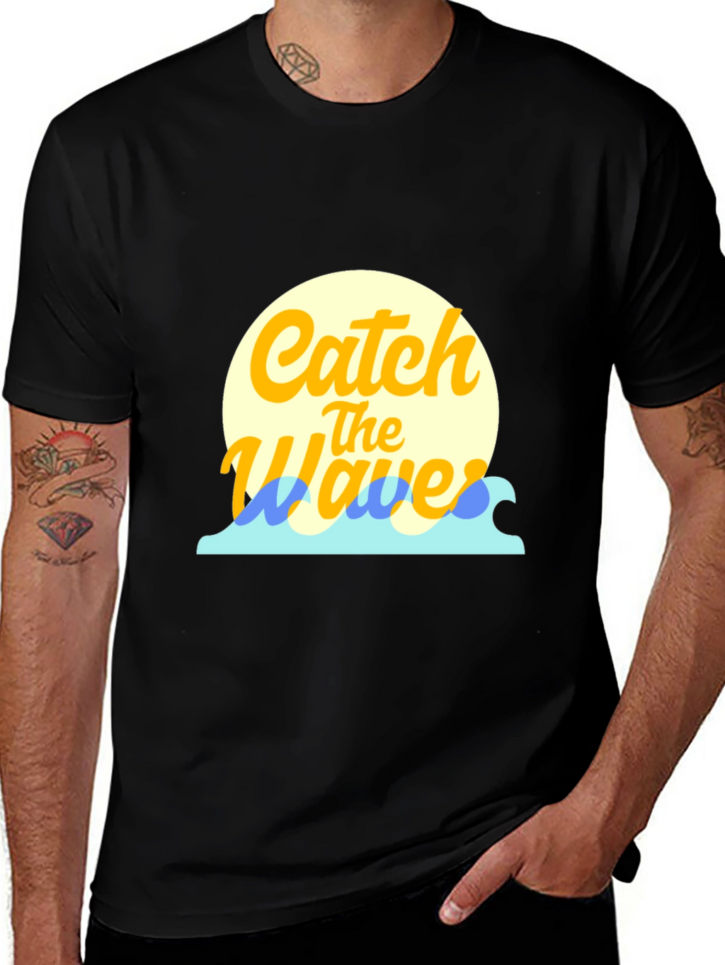Catch the Waves Graphic Tee - Black