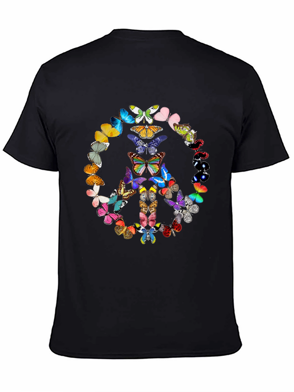 Butterfly Peace Sign Graphic Tee - Black
