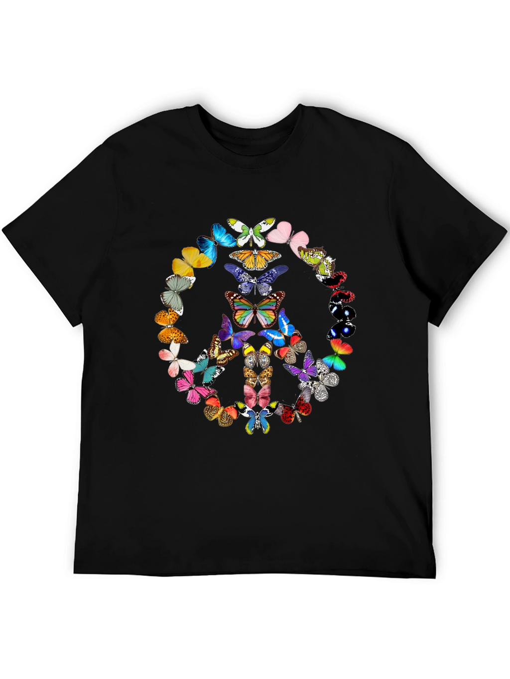Butterfly Peace Sign Graphic Tee - Black