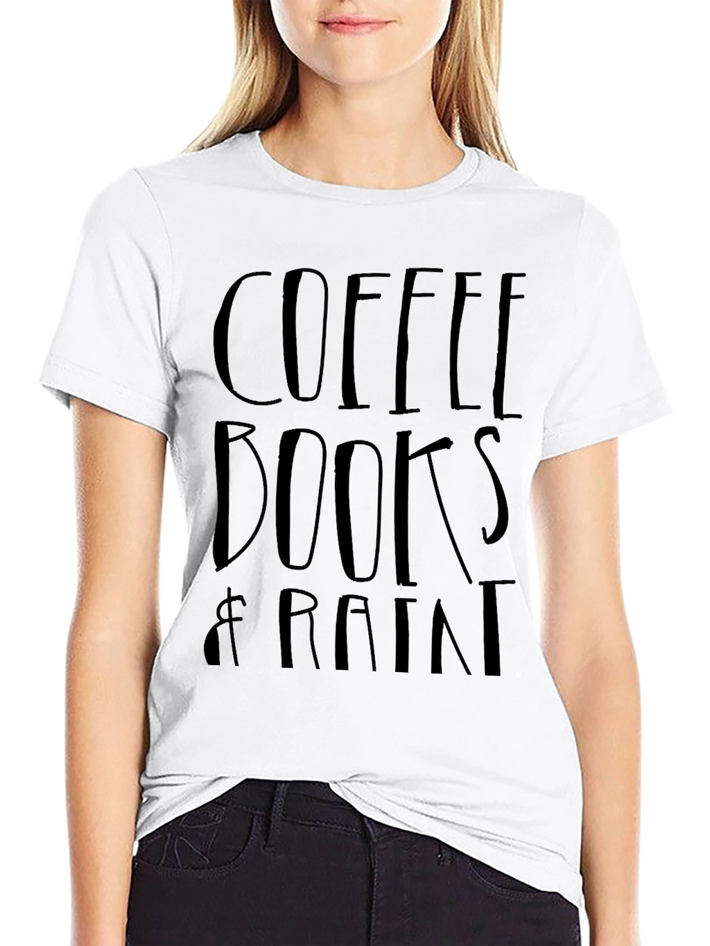 Coffee Books & Rain Black T-Shirt