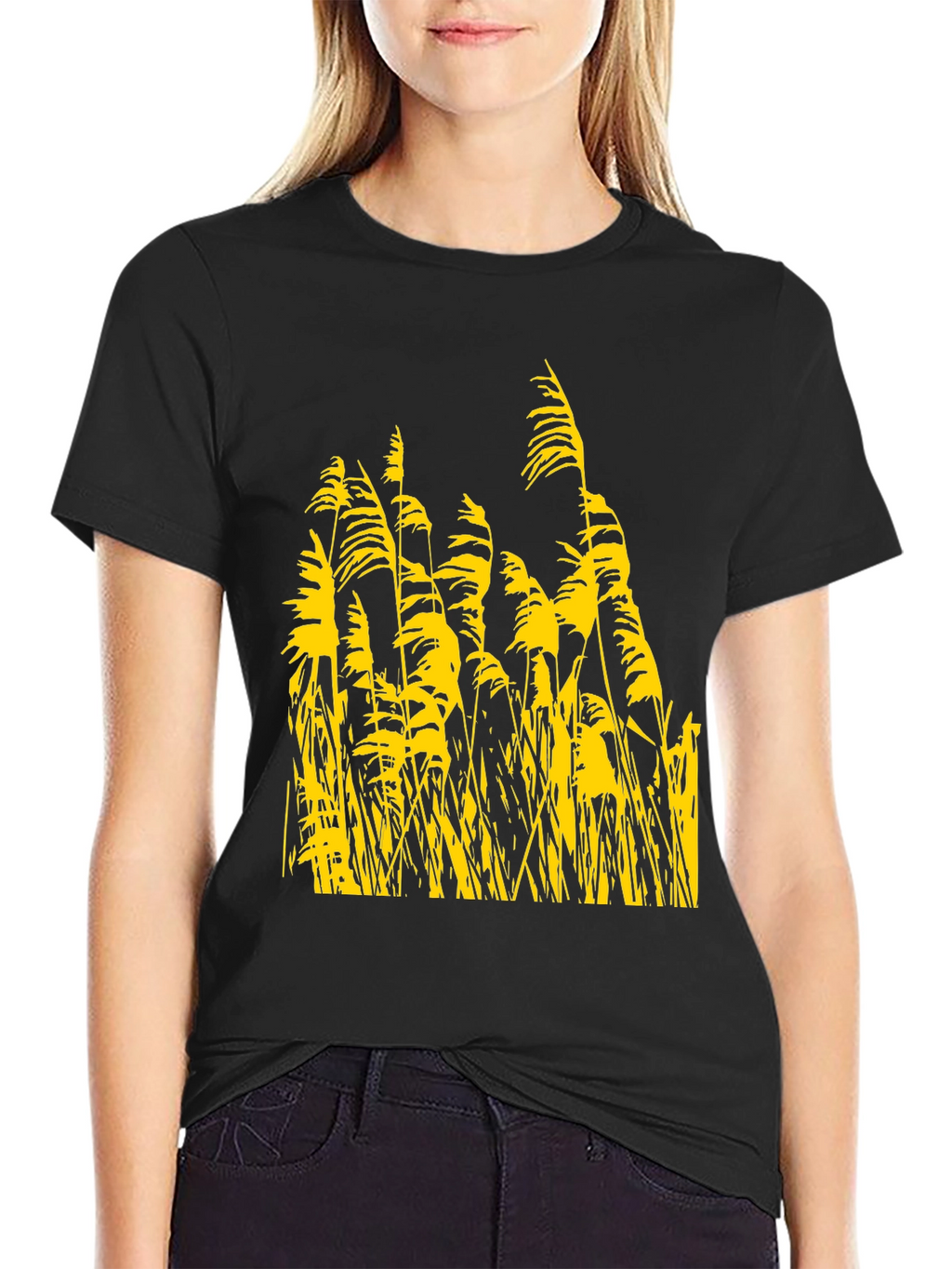 Nature Inspired Tee - Yellow Reeds on Black