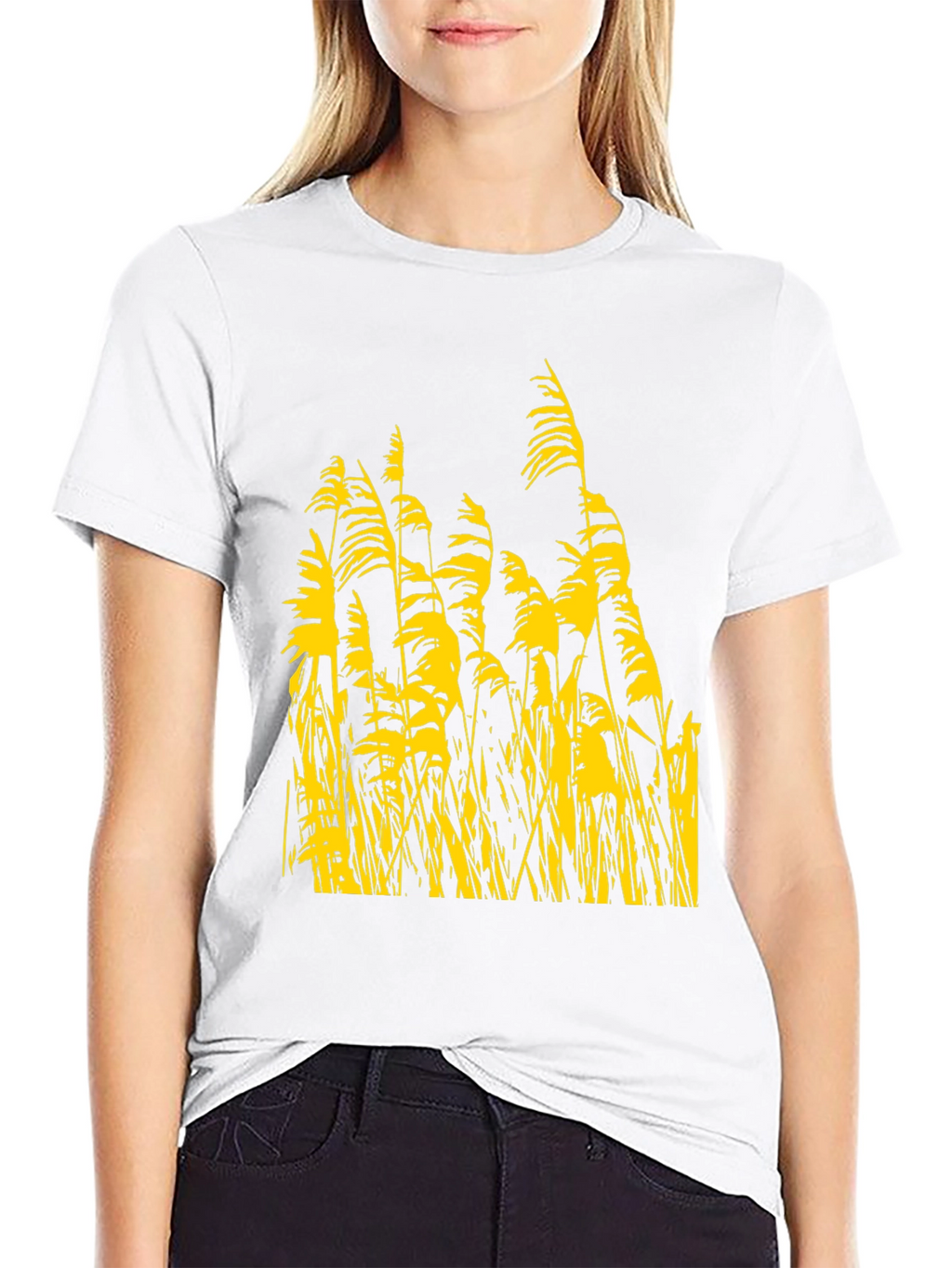 Nature Inspired Tee - Yellow Reeds on Black