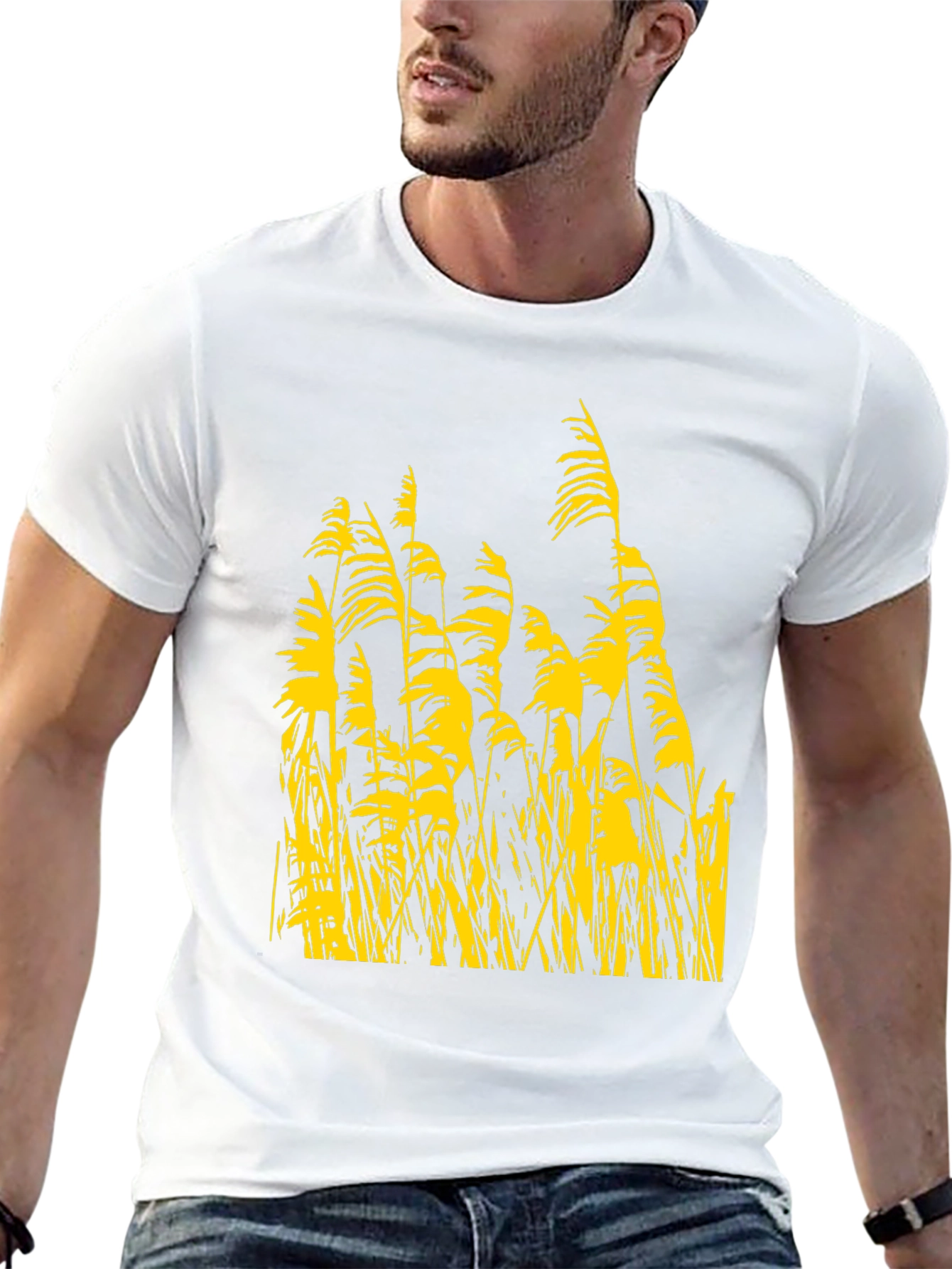 Nature Inspired Tee - Yellow Reeds on Black
