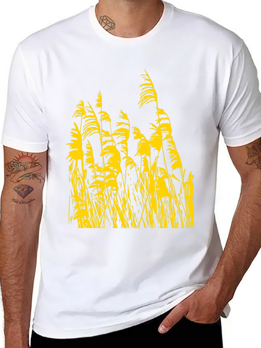 Nature Inspired Tee - Yellow Reeds on Black