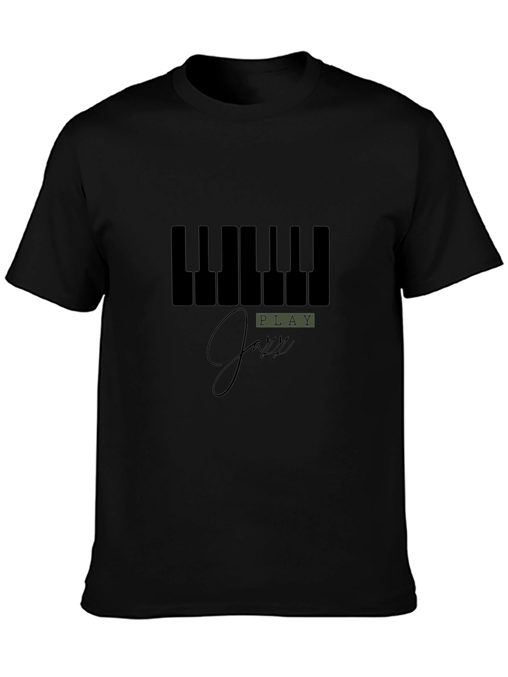 Play Jazz Piano Keys Graphic Black T-Shirt