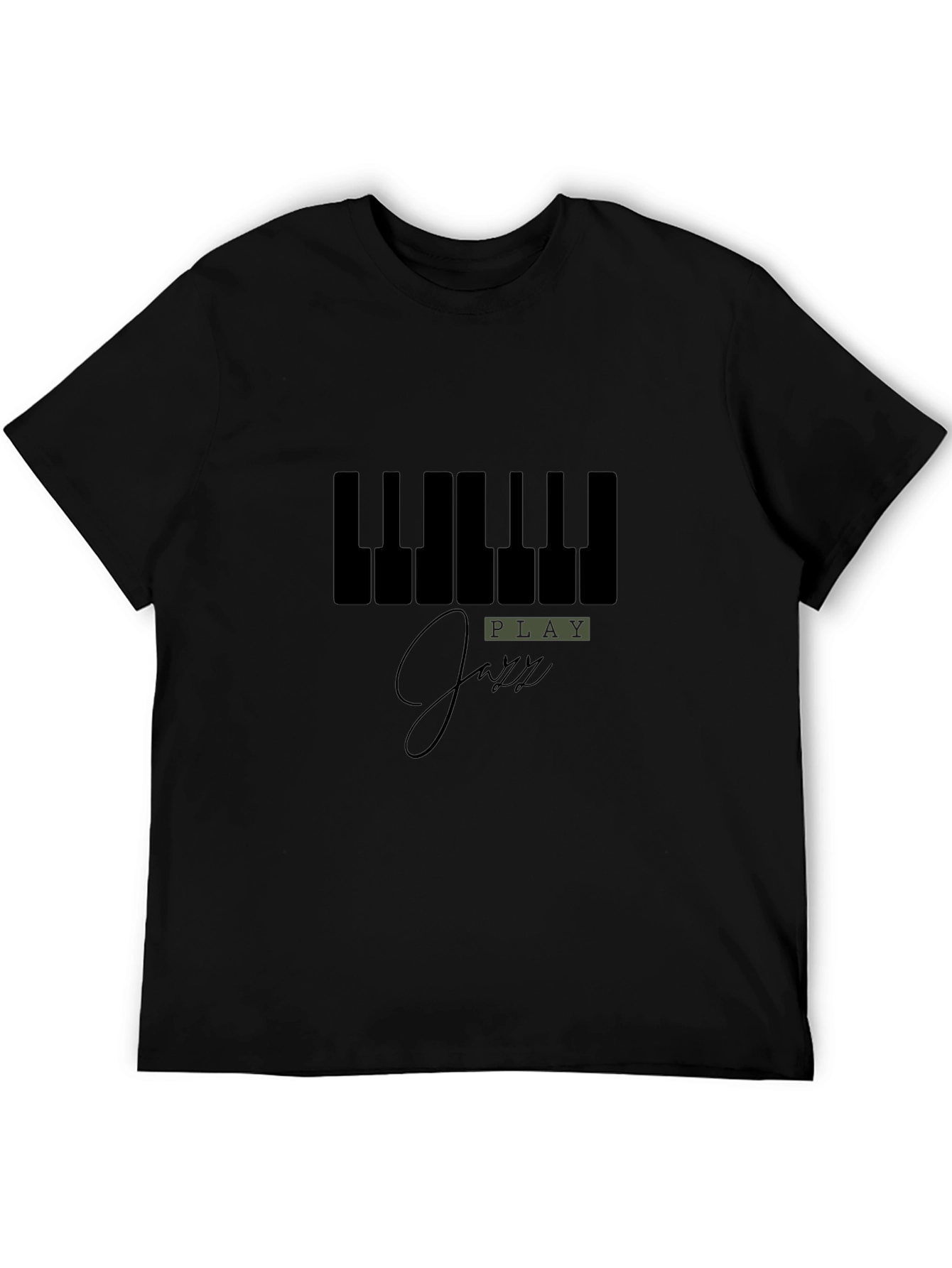 Play Jazz Piano Keys Graphic Black T-Shirt