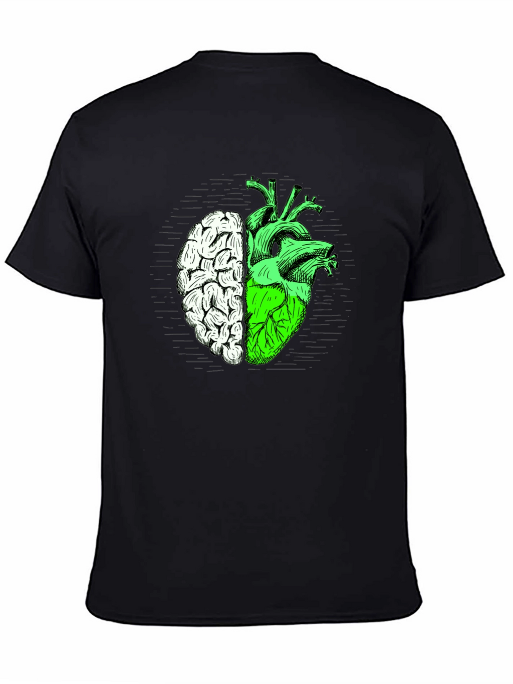 Brain Heart Graphic Tee - Mens Black T-Shirt