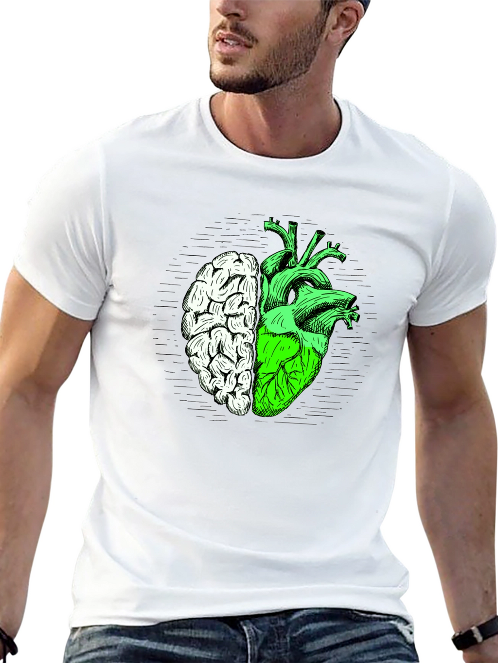 Brain Heart Graphic Tee - Mens Black T-Shirt