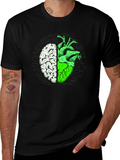 Brain Heart Graphic Tee - Mens Black T-Shirt