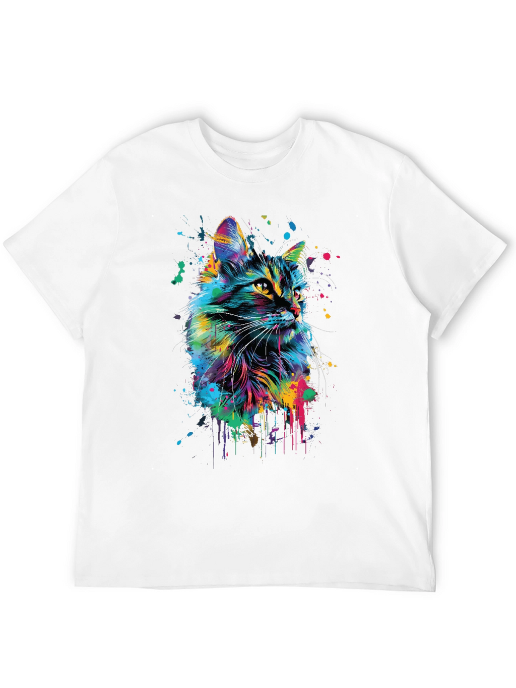 Vibrant Cat Art Black T-Shirt