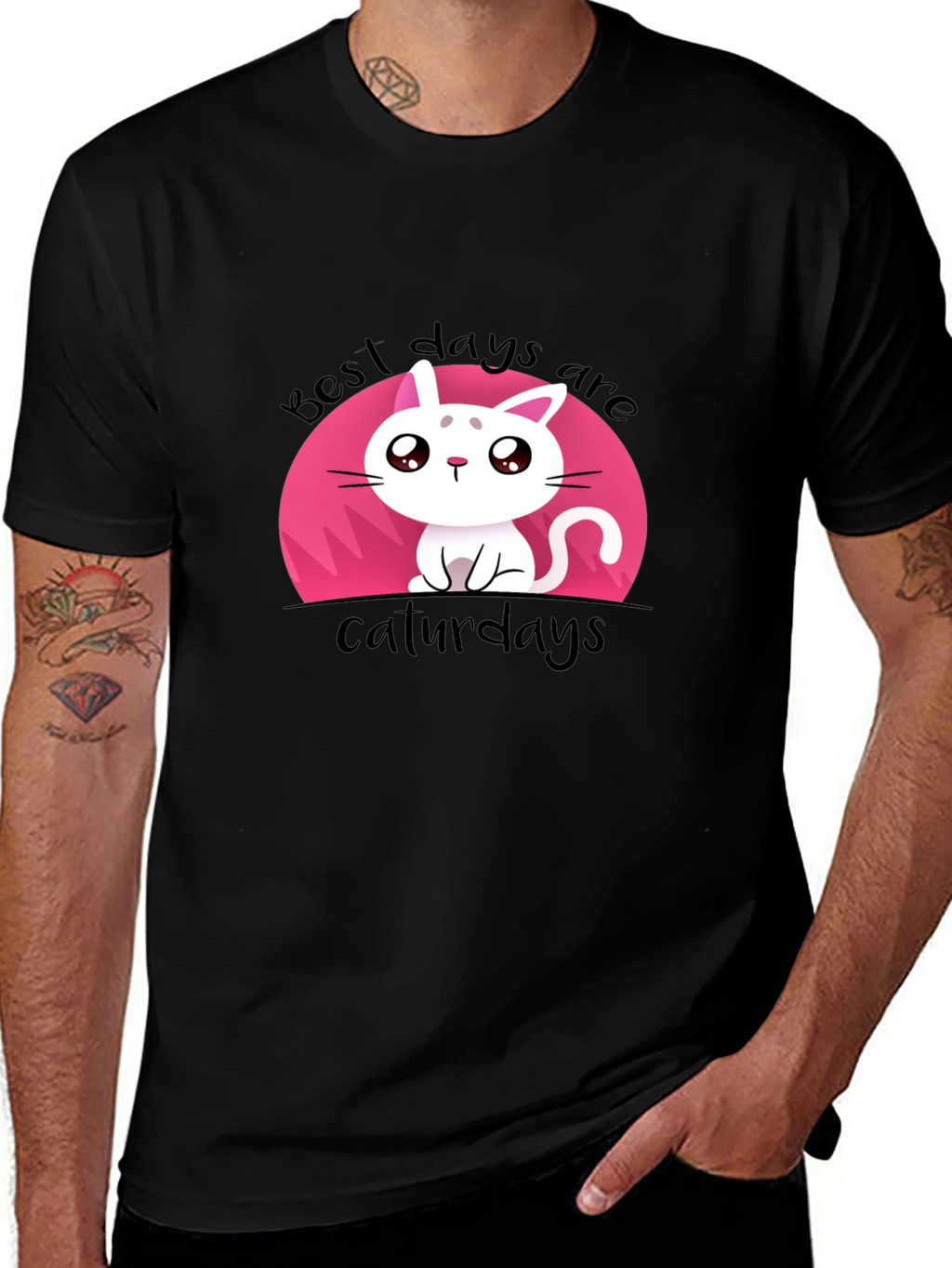 Cute Best Days Are Caturdays Black T-Shirt