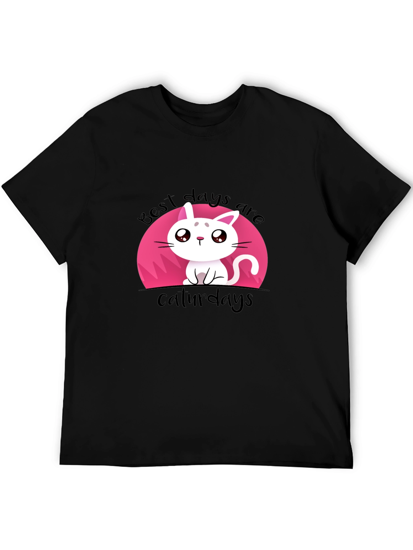 Cute Best Days Are Caturdays Black T-Shirt