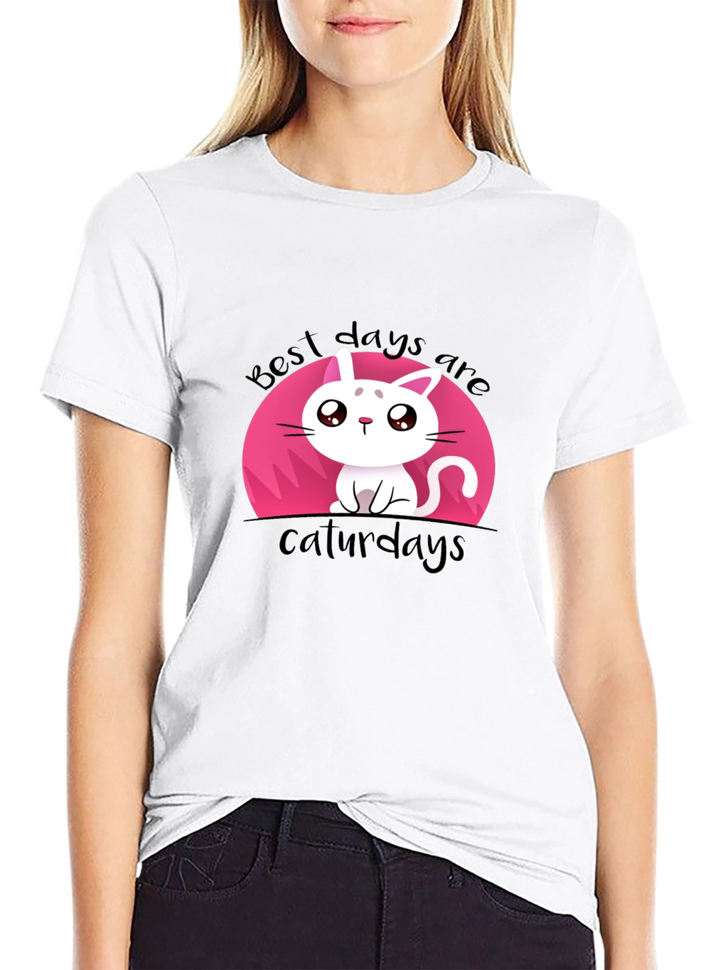 Cute Best Days Are Caturdays Black T-Shirt