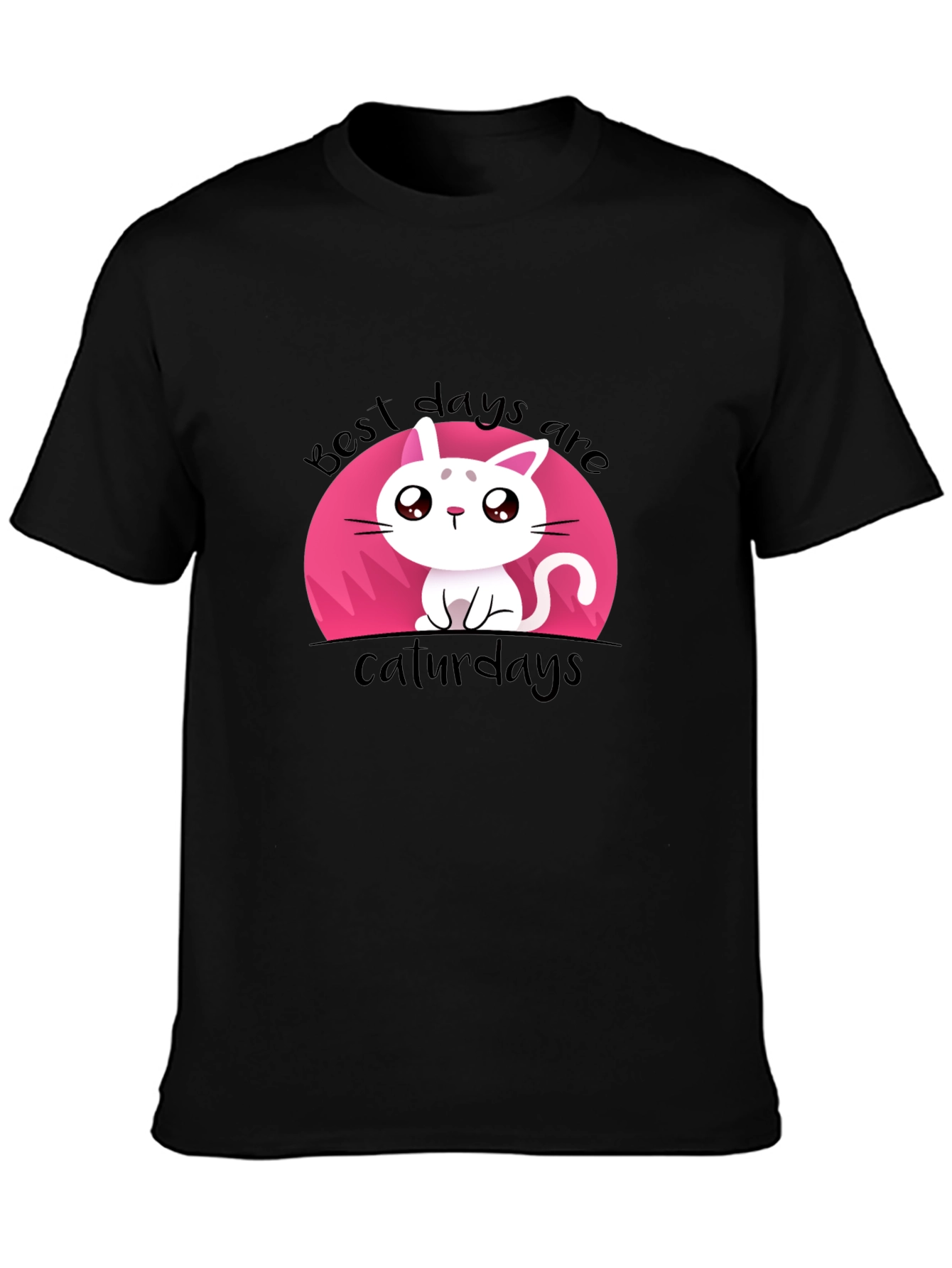 Cute Best Days Are Caturdays Black T-Shirt