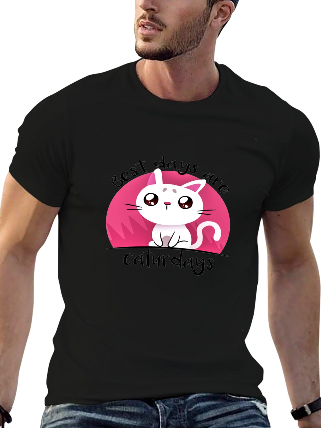 Cute Best Days Are Caturdays Black T-Shirt
