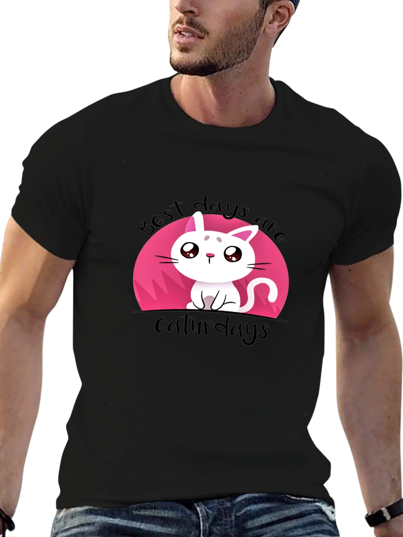 Cute Best Days Are Caturdays Black T-Shirt