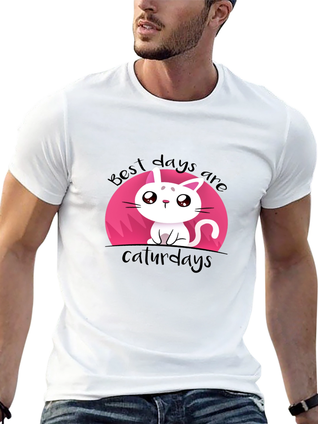 Cute Best Days Are Caturdays Black T-Shirt