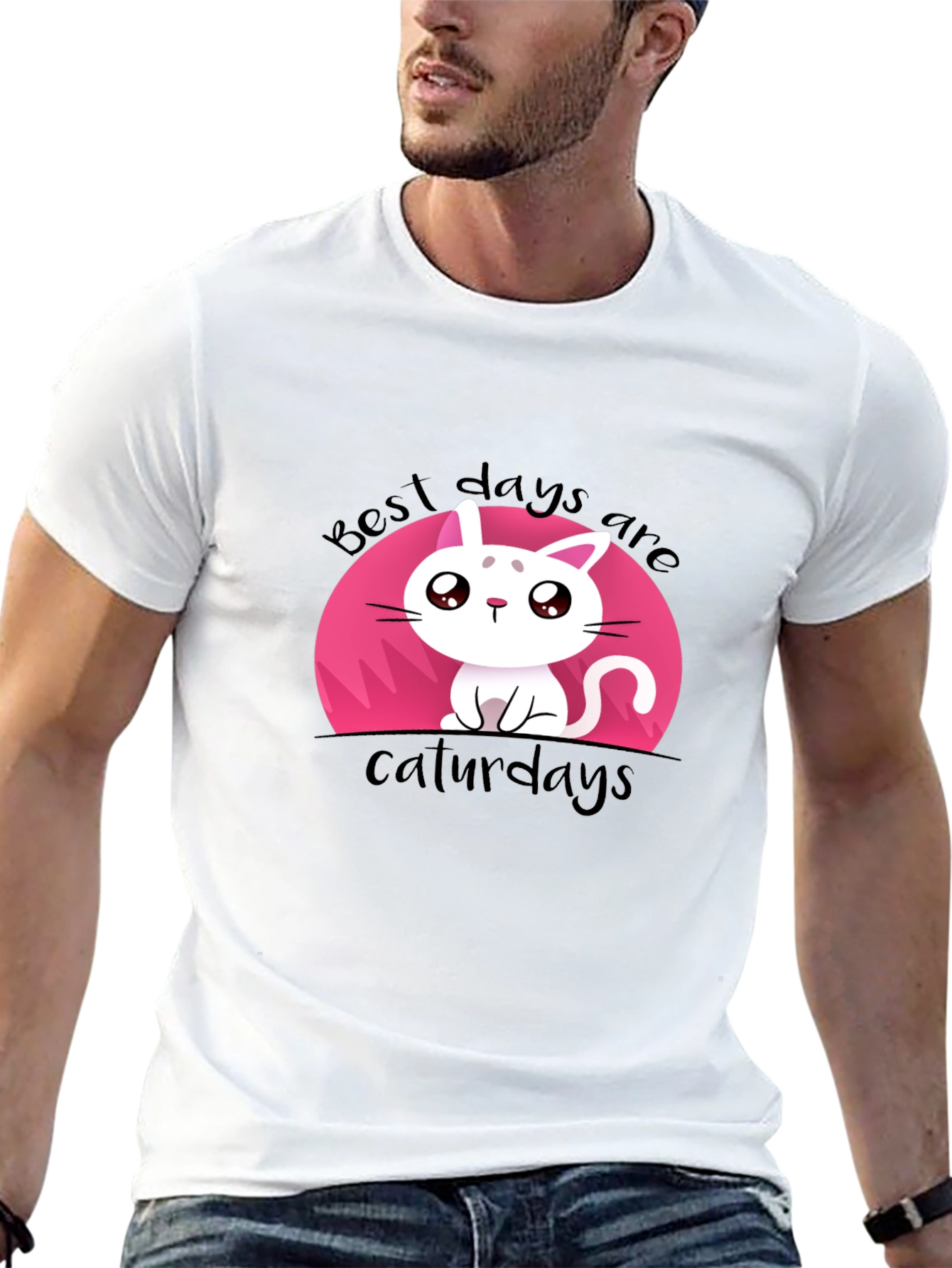 Cute Best Days Are Caturdays Black T-Shirt