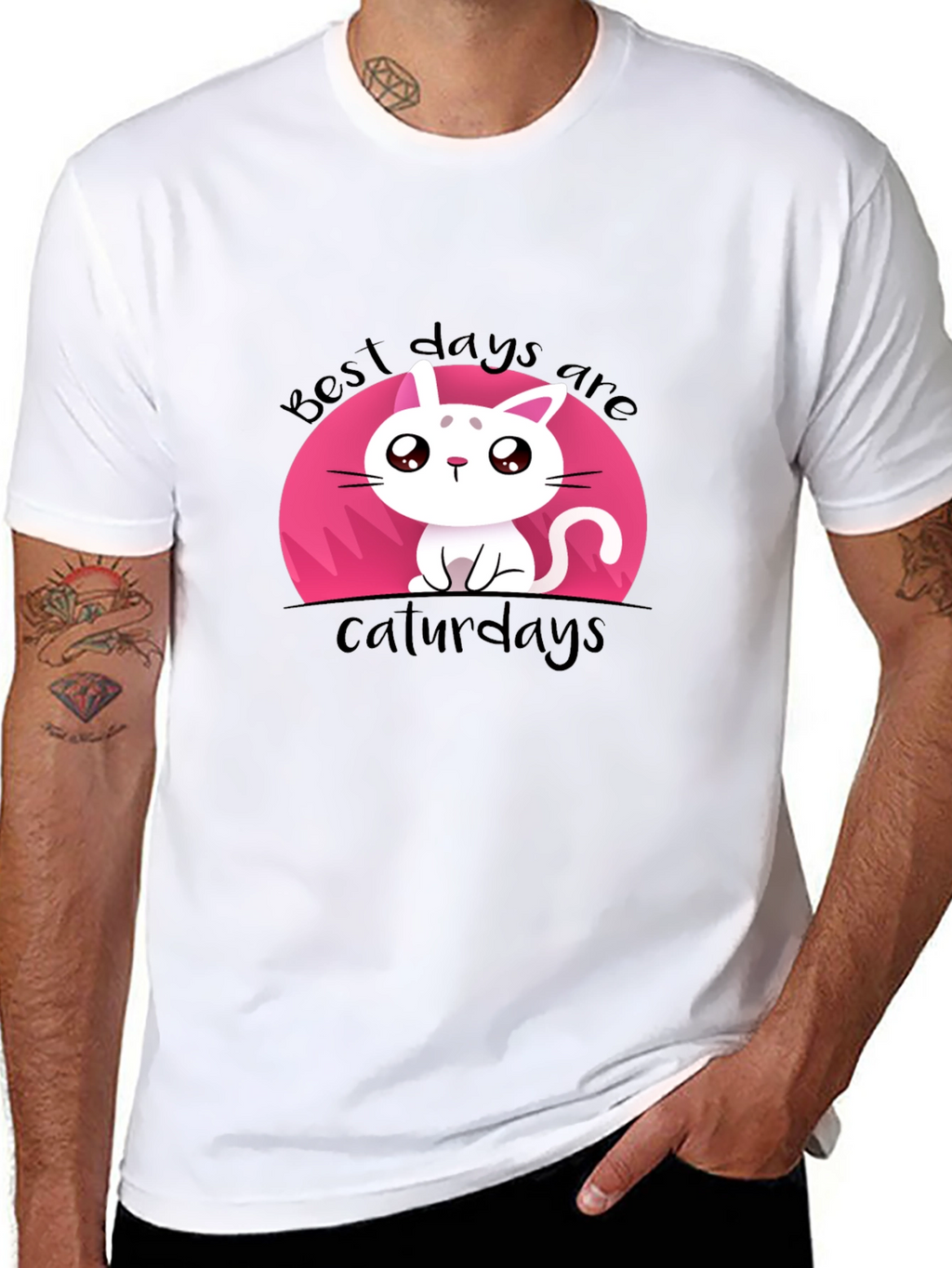Cute Best Days Are Caturdays Black T-Shirt